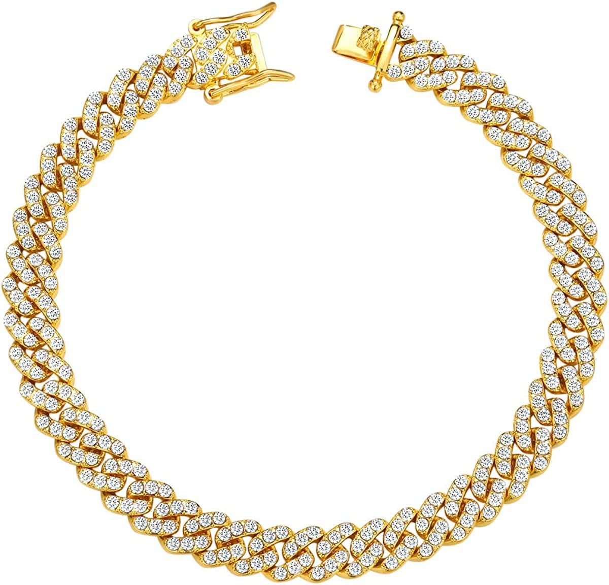Cuban Link Anklets for Women plus Size Large Ankle Bracelets Gold Silver Rhinestone Diamond Bling Anklets Women 9 10 Inch Apparel & Accessories > Jewelry > Anklets BLBLJERY 9mm-Gold 10 inch