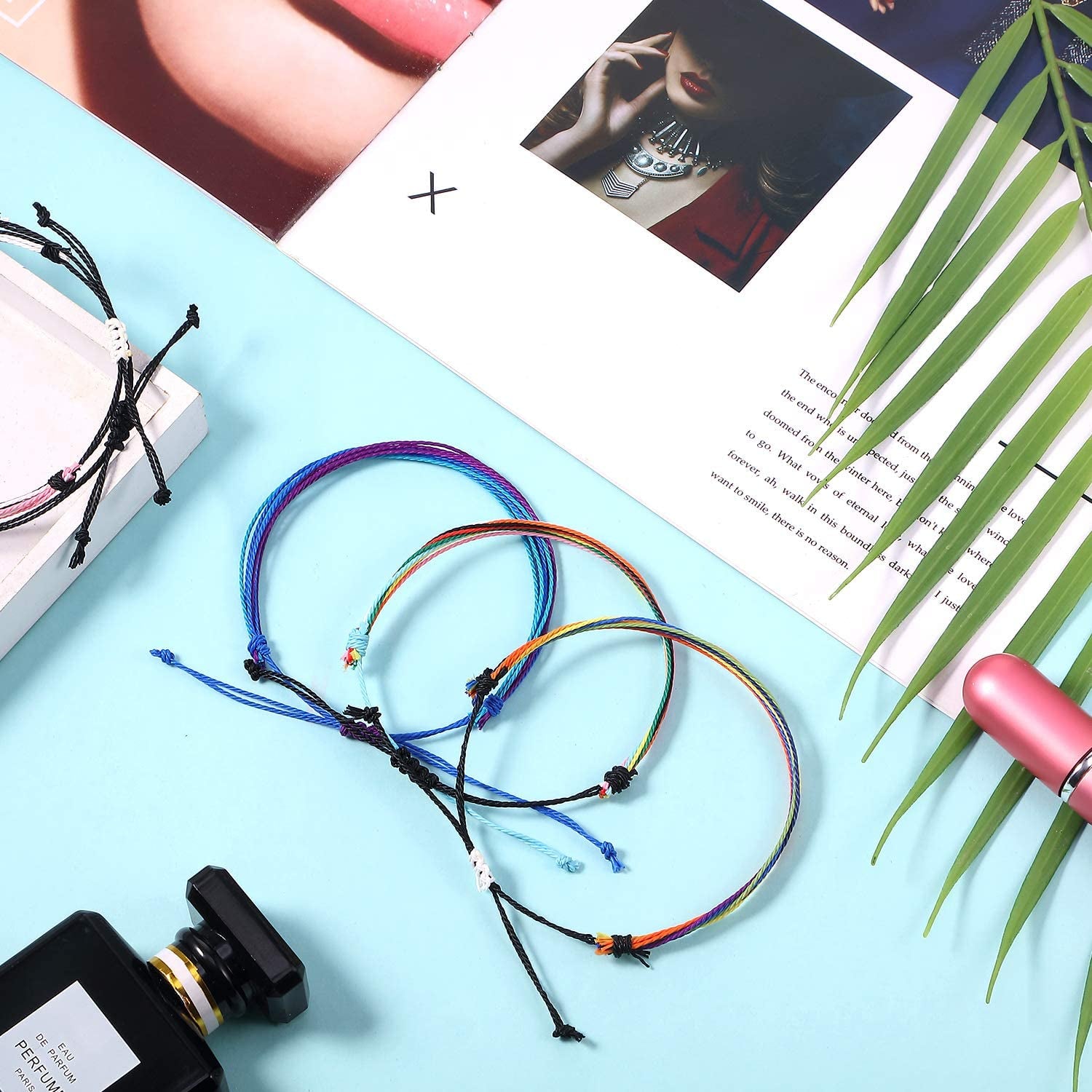 Hicarer 30 Pieces Adjustable Woven Anklets Bracelets Bohemian Braided Rope Bracelets Waterproof Wax Coated Anklets for Women Apparel & Accessories > Jewelry > Anklets Hicarer