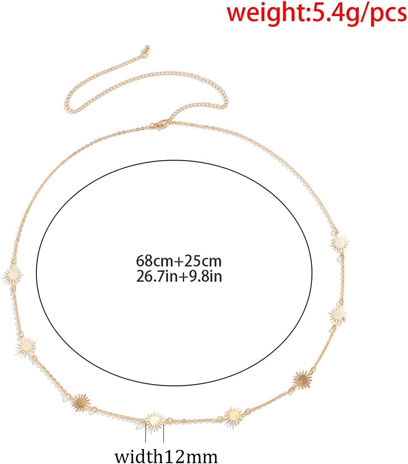 Simple Belly Chain for Women and Girls Gold Silver Star Waist Chain Beach Bikini Body Jewelry Adjustable 68-93Cm Apparel & Accessories > Jewelry > Body Jewelry MIFYNN