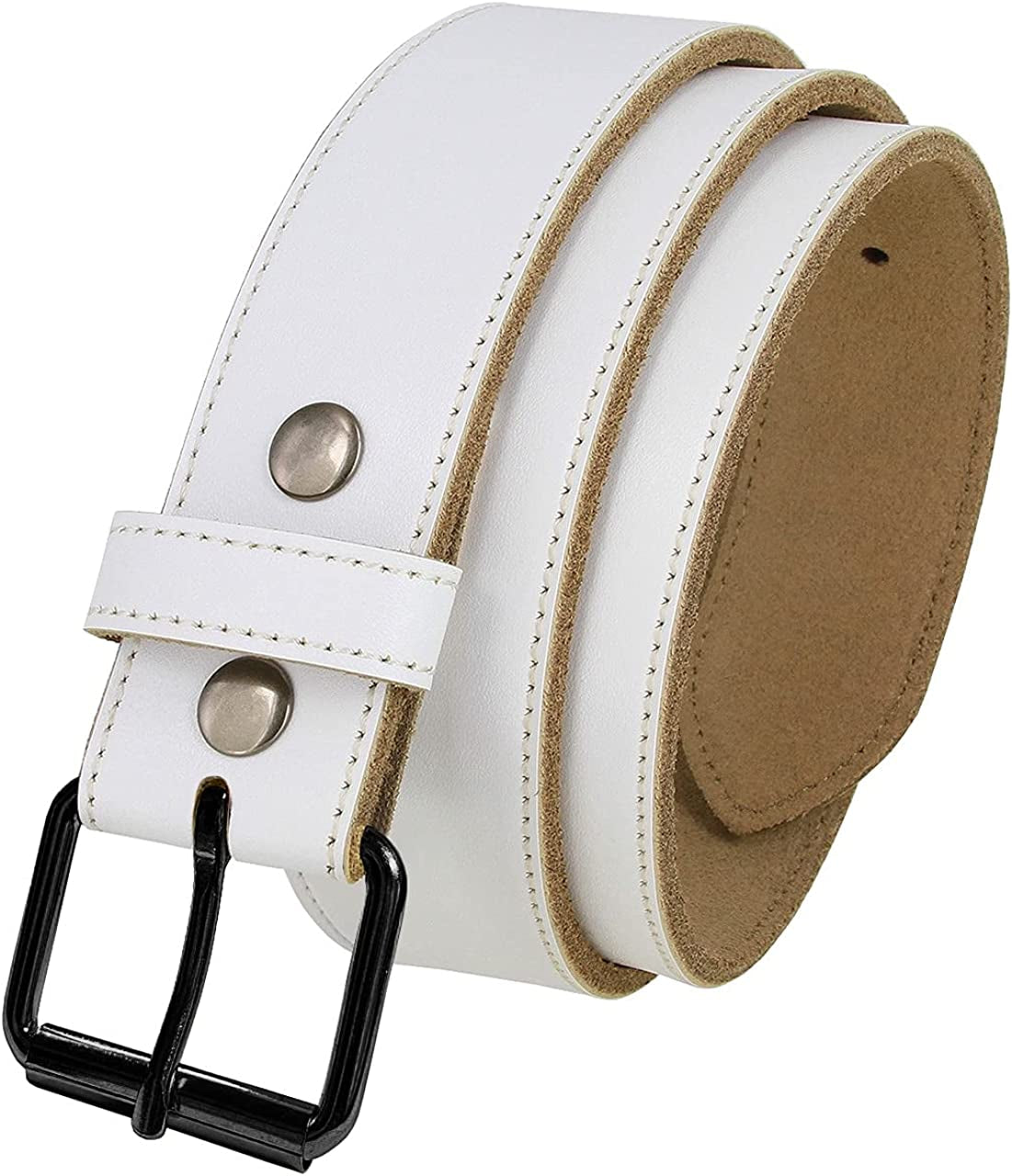 White Belt Cowhide Leather Replacement Casual Belt Strap 1-1/2"(38Mm) Wide, Multi-Style Options Apparel & Accessories > Clothing Accessories > Belts Belts.com 05 Black 44