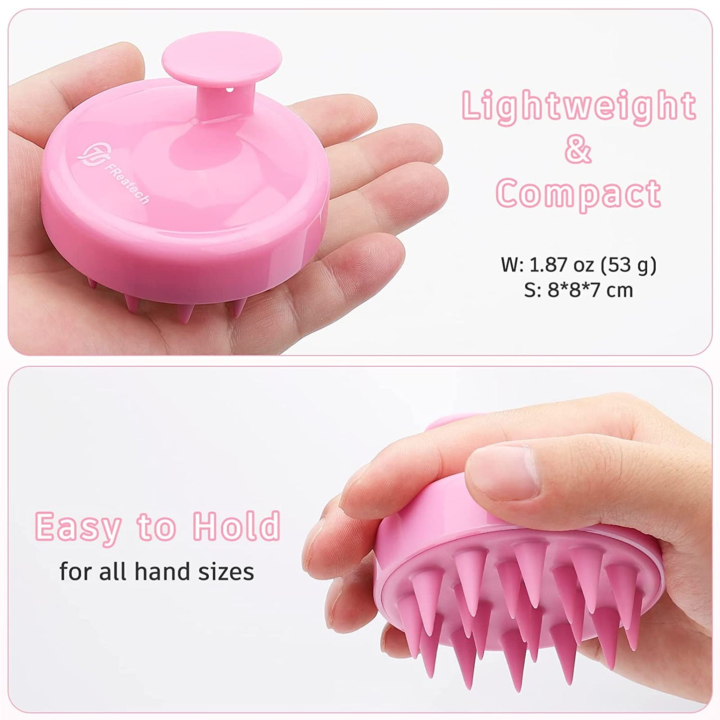 FREATECH Scalp Massager Shampoo Brush with Long & Flexible Silicone Bristles for Hair Care and Head Relaxation, Glide through Hair Easily, Dandruff Removal and Itching Relief, Wet and Dry, Pink Health & Beauty > Personal Care > Hair Care FREATECH