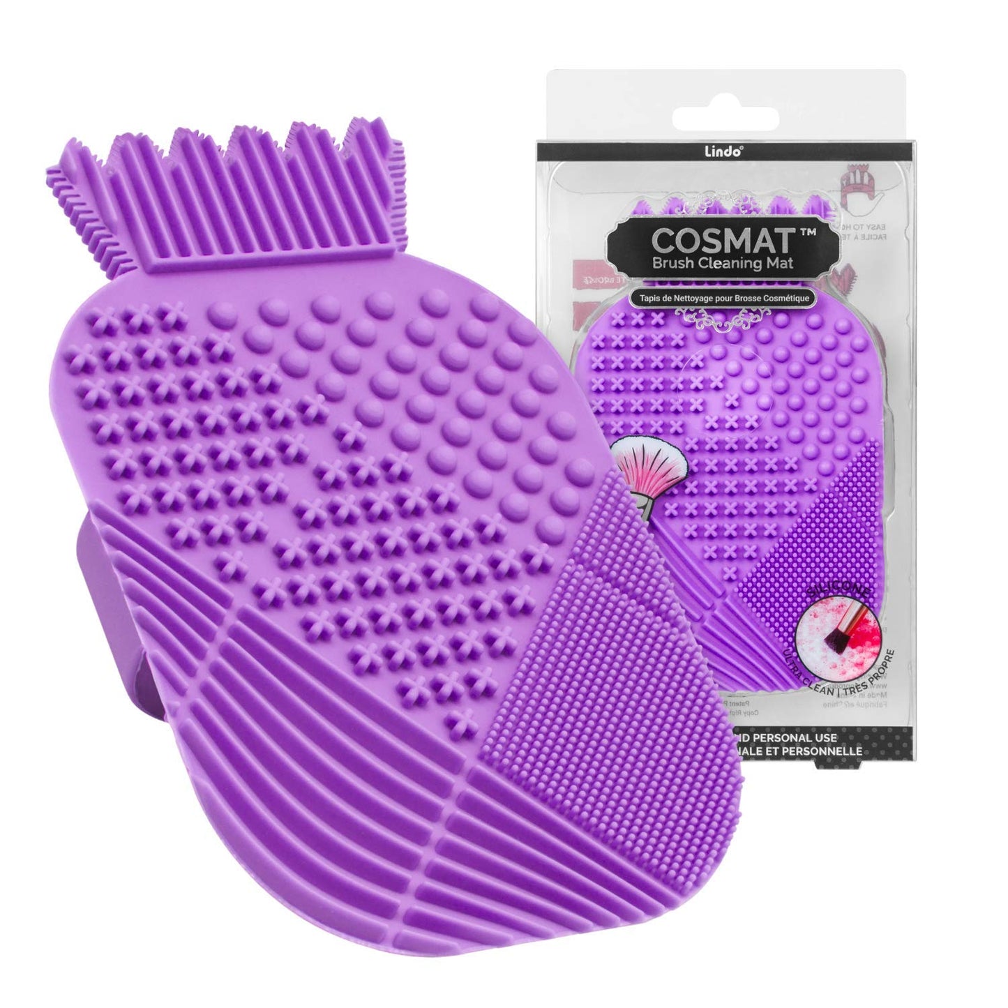 Lindo Cosmat Makeup Brush Cleaning Mat - Silicone Brush Scrubber, Portable Washing Tool with Handle (Purple) Health & Beauty > Personal Care > Cosmetics > Cosmetic Tools > Makeup Tools Lindo Purple