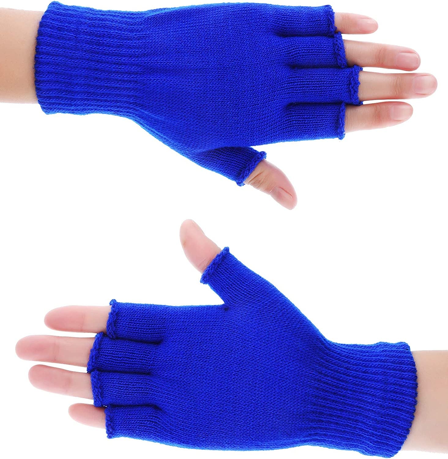 Satinior 2 Pair Unisex Half Finger Gloves Winter Stretchy Knit Fingerless Gloves in Common Size Apparel & Accessories > Clothing Accessories > Gloves & Mittens SATINIOR
