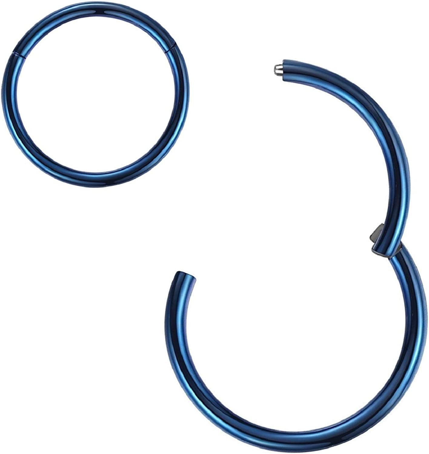 ORANGELOVE Hypoallergenic Nose Rings 20G 18G 16G 14G 12G 10G 8G 316L Surgical Steel Septum Jewelry Hinged Segment Ring Body Piercing Nose Hoop Lip Rings Nose Helix Cartilage Rook Earrings Apparel & Accessories > Jewelry > Rings ORANGELOVE 1pc 18g 9mm Blue