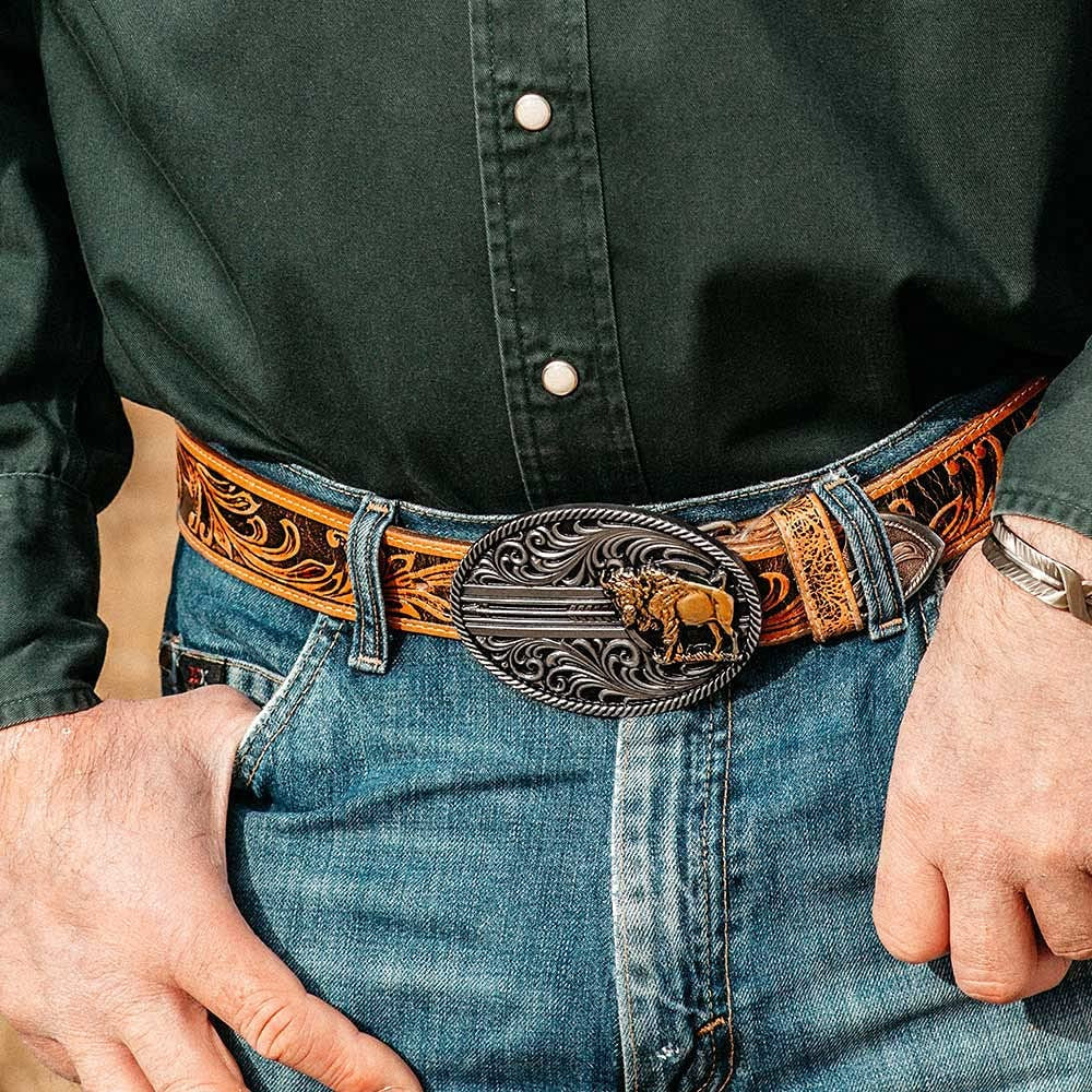 Montana Silversmiths Southwest Collection Attitude Western Belt Buckle (Buffalo Line of Sight) Apparel & Accessories > Clothing Accessories > Belt Buckles Montana Silversmiths