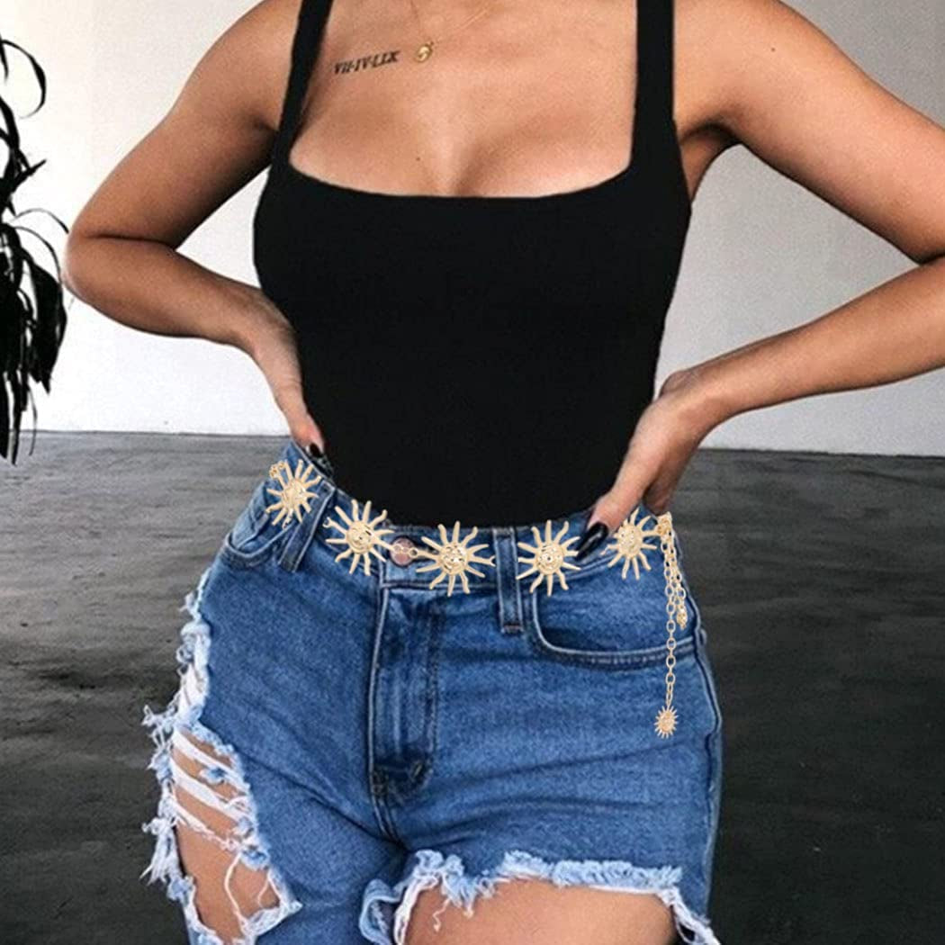 Navoky Moon Star Metal Waist Chain Sun Pendant Belly Belt Body Chains Jewelry Accessories for Women and Girls Apparel & Accessories > Jewelry > Body Jewelry Navoky