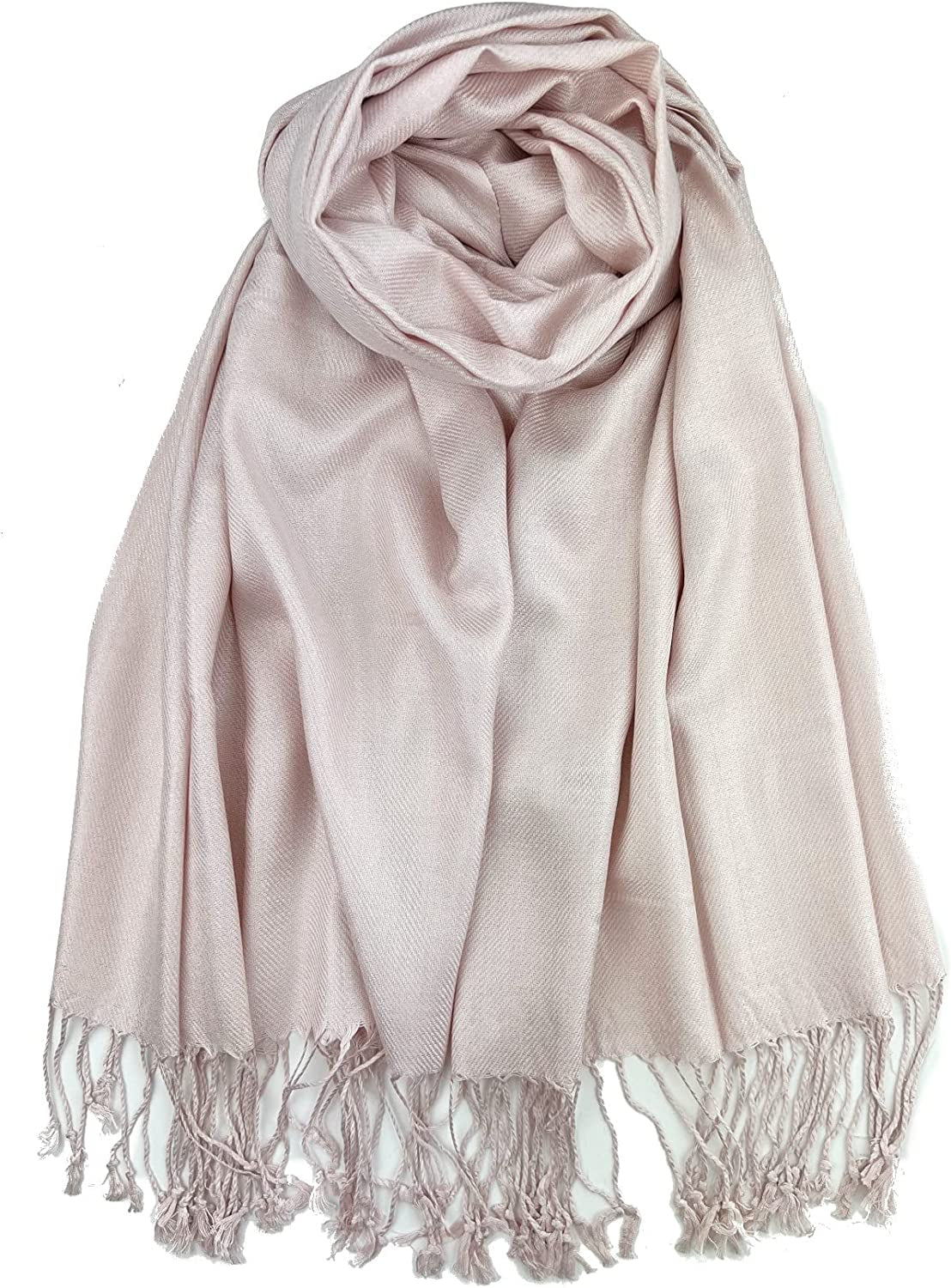 Plum Feathers Premium Solid Color and Metallic Fashion Scarf, Womens Pashmina Shawl Wrap with Fringes Apparel & Accessories > Clothing Accessories > Scarves & Shawls Plum Feathers Pale Pink