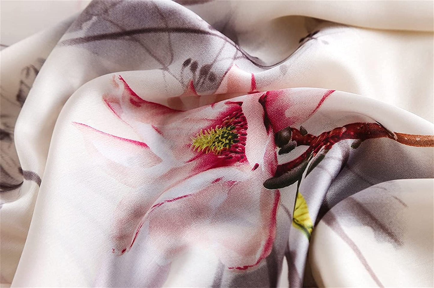 Silk Scarf Women Chiffon Shawl Stain Neckerchief Head Wrap Lightweight Scarf Ladies Hijab Vintage Painting Bridal Shawl Chiffon Scarf Muslim Colorful Cloth Silk Scarf White180*90Cm Apparel & Accessories > Clothing Accessories > Scarves & Shawls WEIGEER