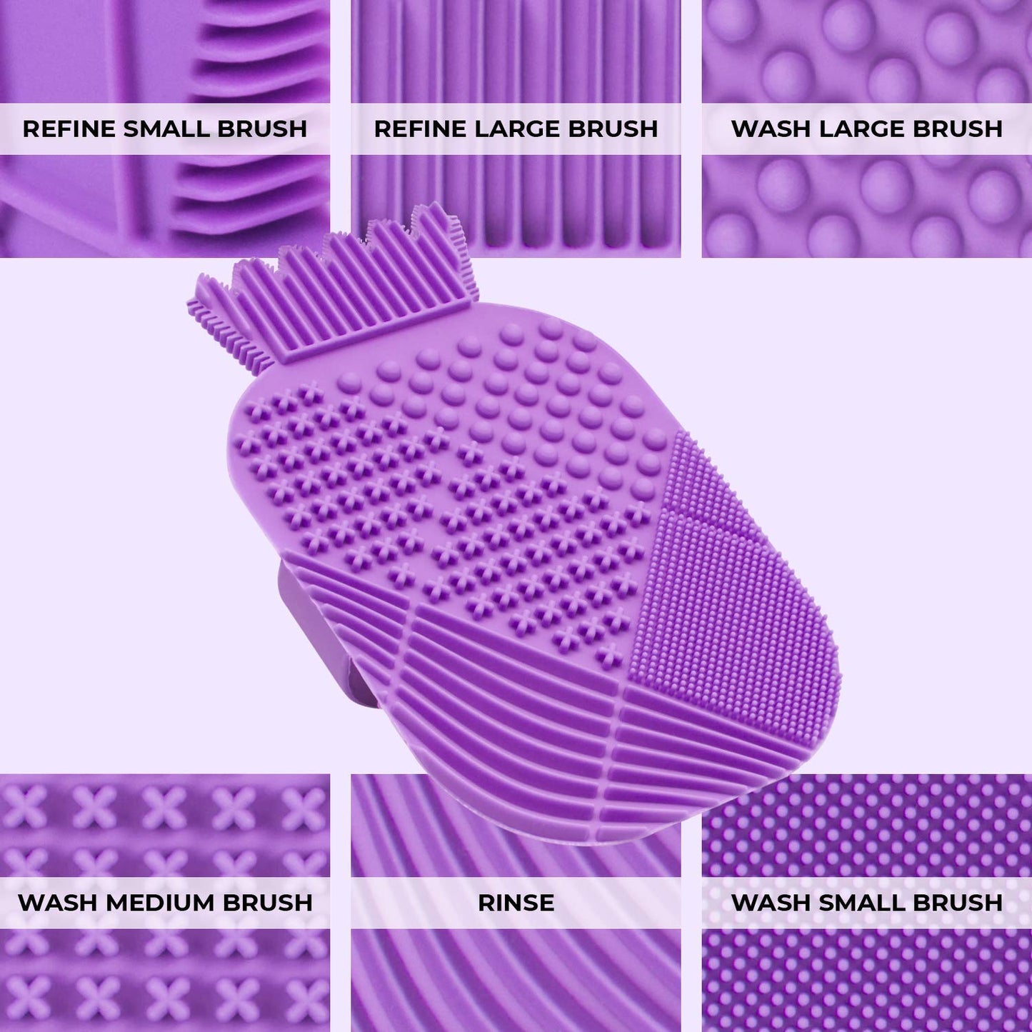Lindo Cosmat Makeup Brush Cleaning Mat - Silicone Brush Scrubber, Portable Washing Tool with Handle (Purple) Health & Beauty > Personal Care > Cosmetics > Cosmetic Tools > Makeup Tools Lindo