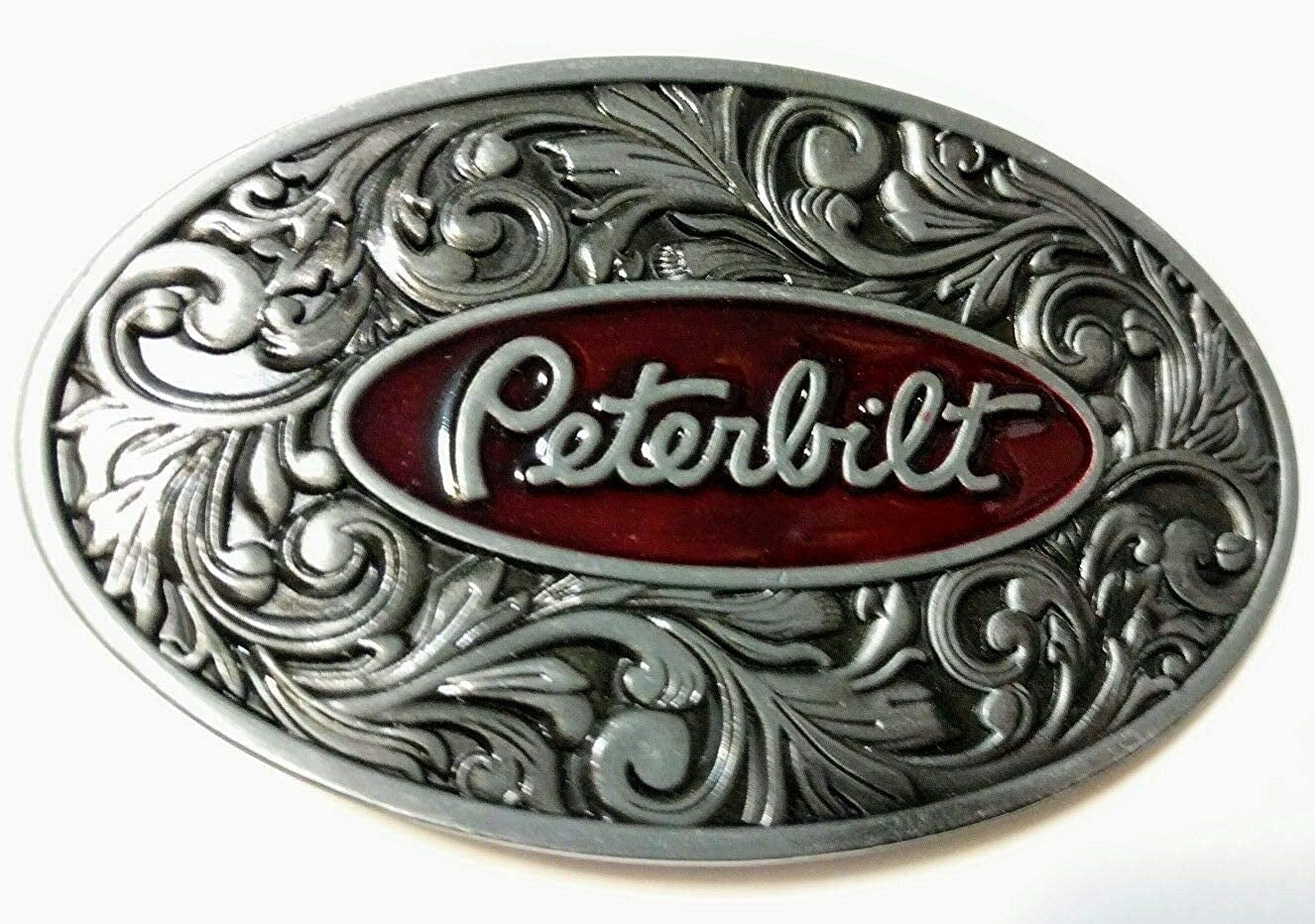 Totalshop Peterbilt Truck Belt Buckle, Red Silver Apparel & Accessories > Clothing Accessories > Belt Buckles TotalShop