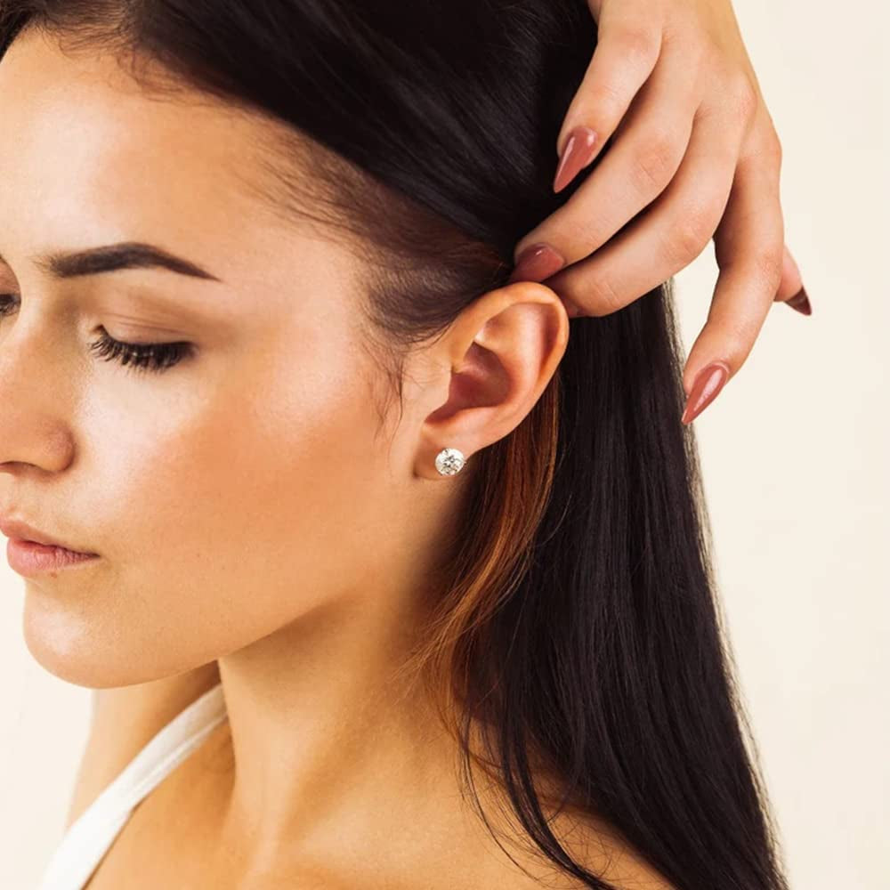 UHIBROS 6 Pairs Stainless Steel Stud Earrings Set Hypoallergenic Cubic Zirconia 14K White Gold 316L CZ Earrings Apparel & Accessories > Jewelry > Earrings UHIBROS