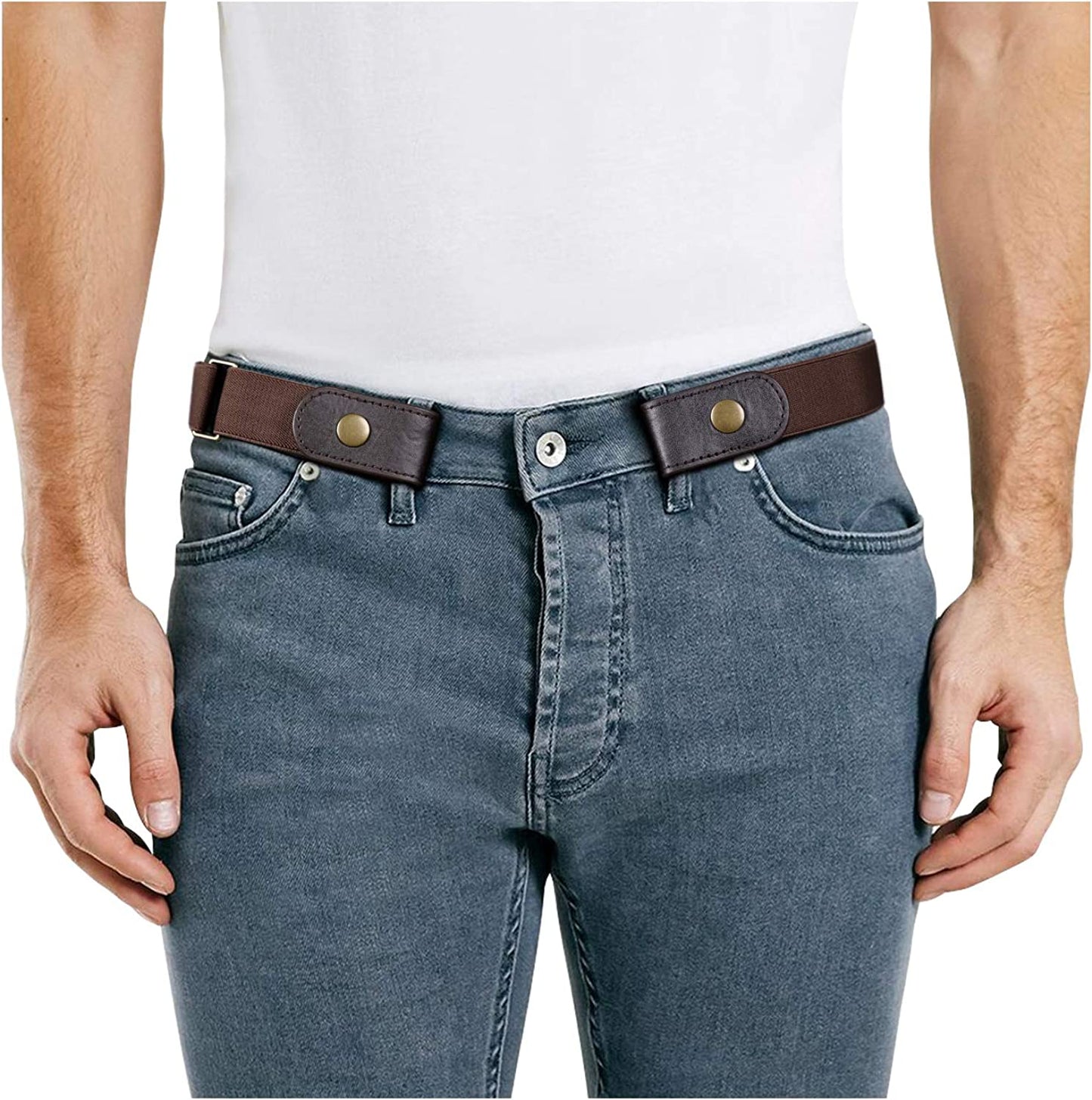 No Buckle Stretch Women Belt for Jeans Pants, Elastic Buckle Free Invisible Belts for Men up to 48 Inches by WHIPPY Apparel & Accessories > Clothing Accessories > Belts WHIPPY 2-coffee Small Size: 22"-36"
