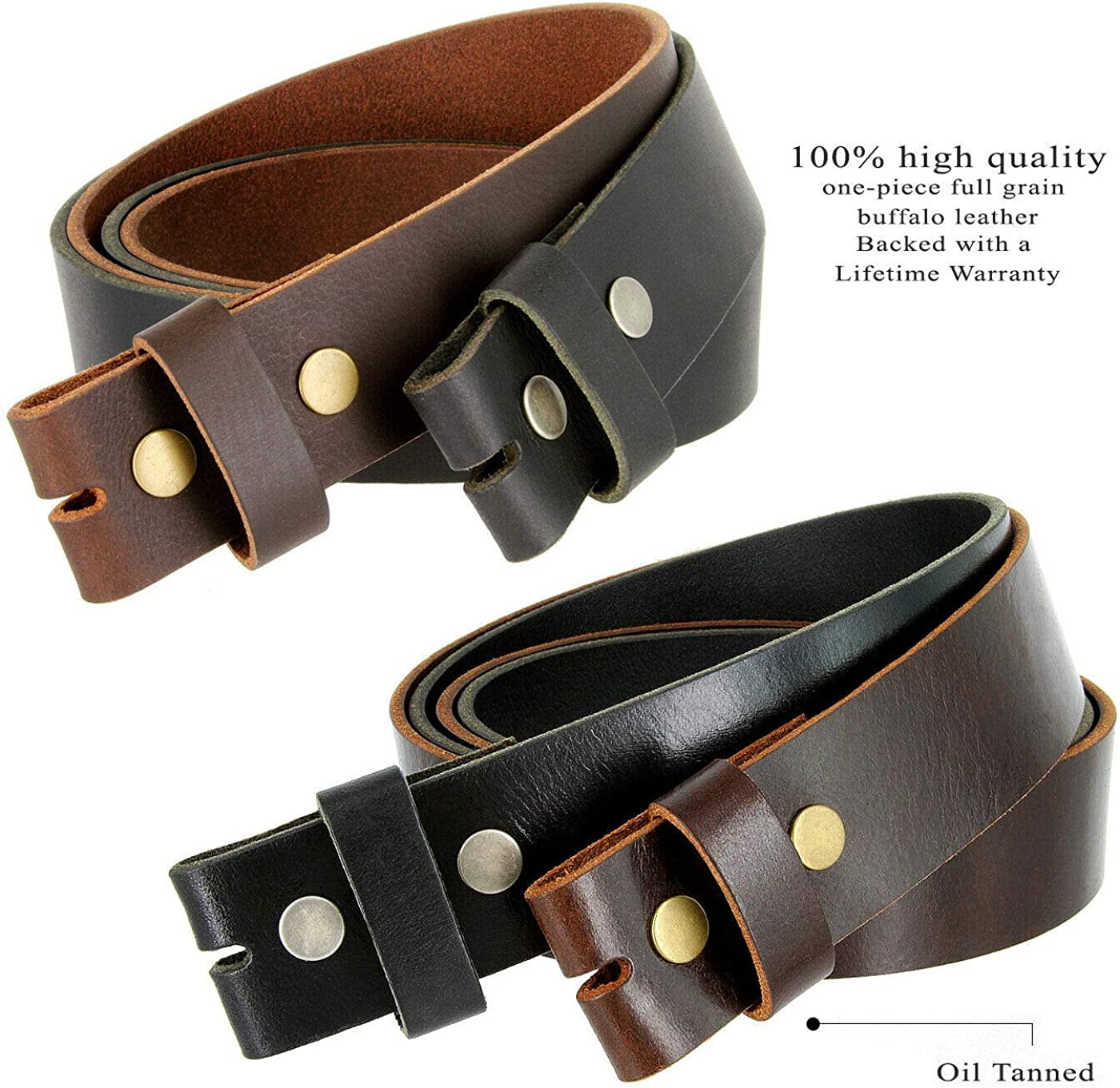 One Piece Full Grain Buffalo Oil Tanned Leather Replacement Belt Strap/ Belt with Buckle 1-1/2" (38Mm) Wide- Multiple Choices Apparel & Accessories > Clothing Accessories > Belts Belts.com
