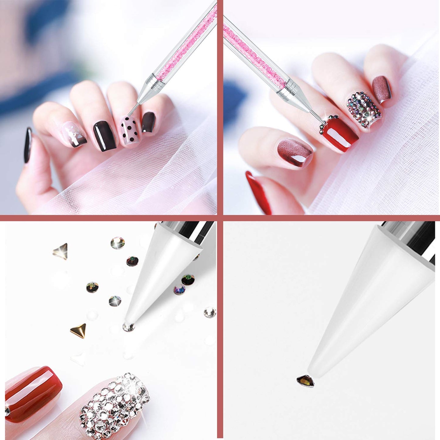 Rhinestone Picker Dotting Pen, TEOYALL Dual-Ended Wax Pencil Nail Art Gems Crystals Studs Pick up Tool with 1 Extra Wax Tip (Pink) Health & Beauty > Personal Care > Cosmetics > Cosmetic Tools > Nail Tools TEOYALL