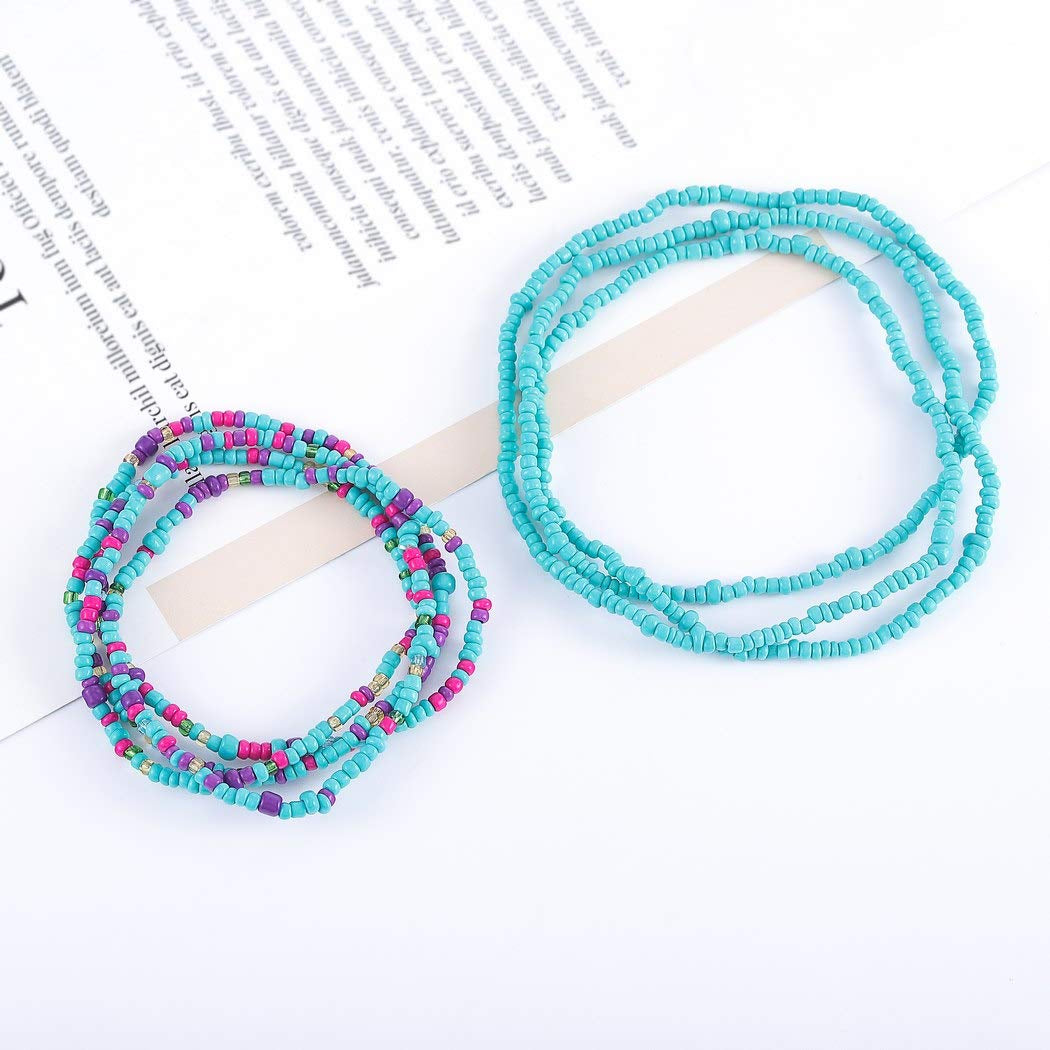 Bomine Boho Waist Chain Body Bead Belly Chains African Body Jewelry Bikini Chains Colorful for Women and Girls (Colorful-Purple) Apparel & Accessories > Jewelry > Body Jewelry Bomine colorful-blue