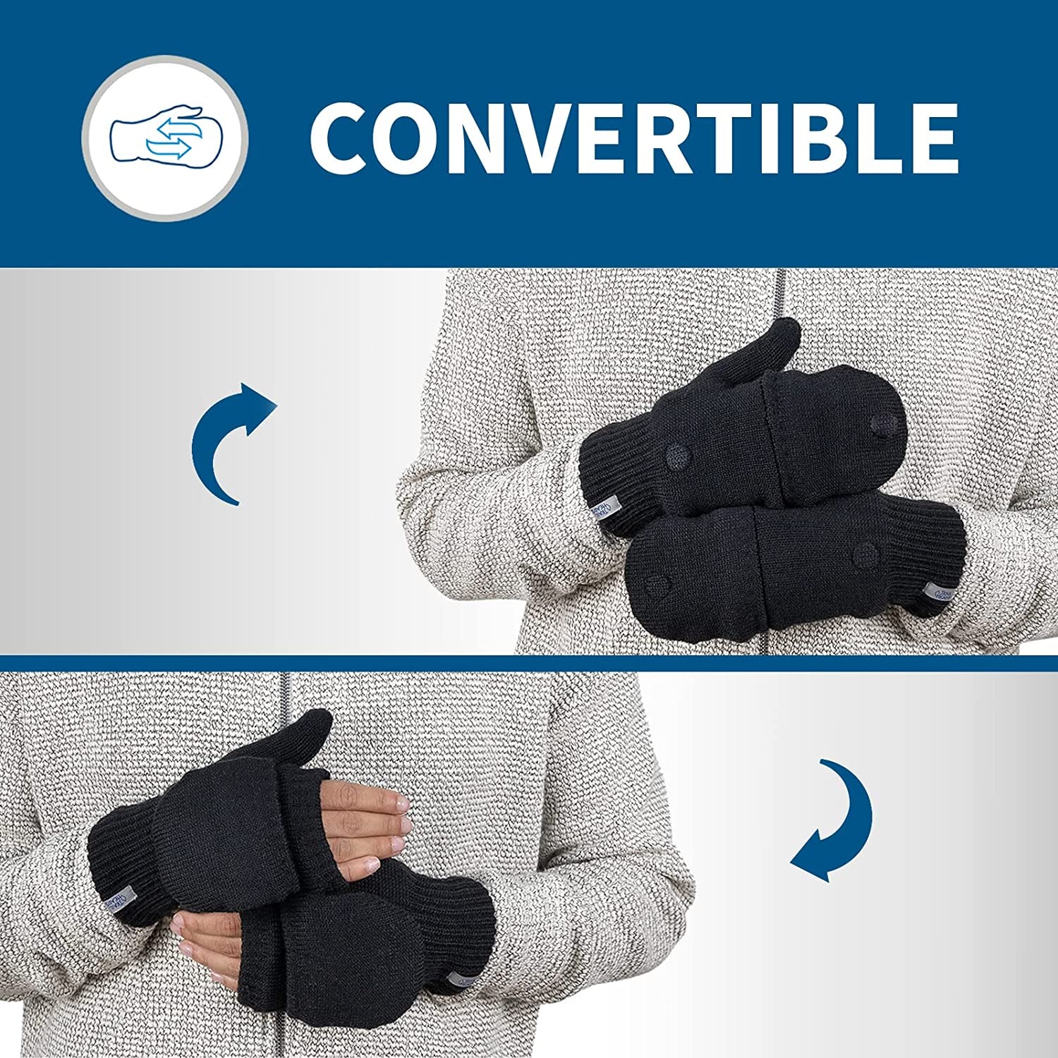 Trailheads Women’S Fingerless Gloves | Merino Knit Convertible Mittens Apparel & Accessories > Clothing Accessories > Gloves & Mittens TrailHeads