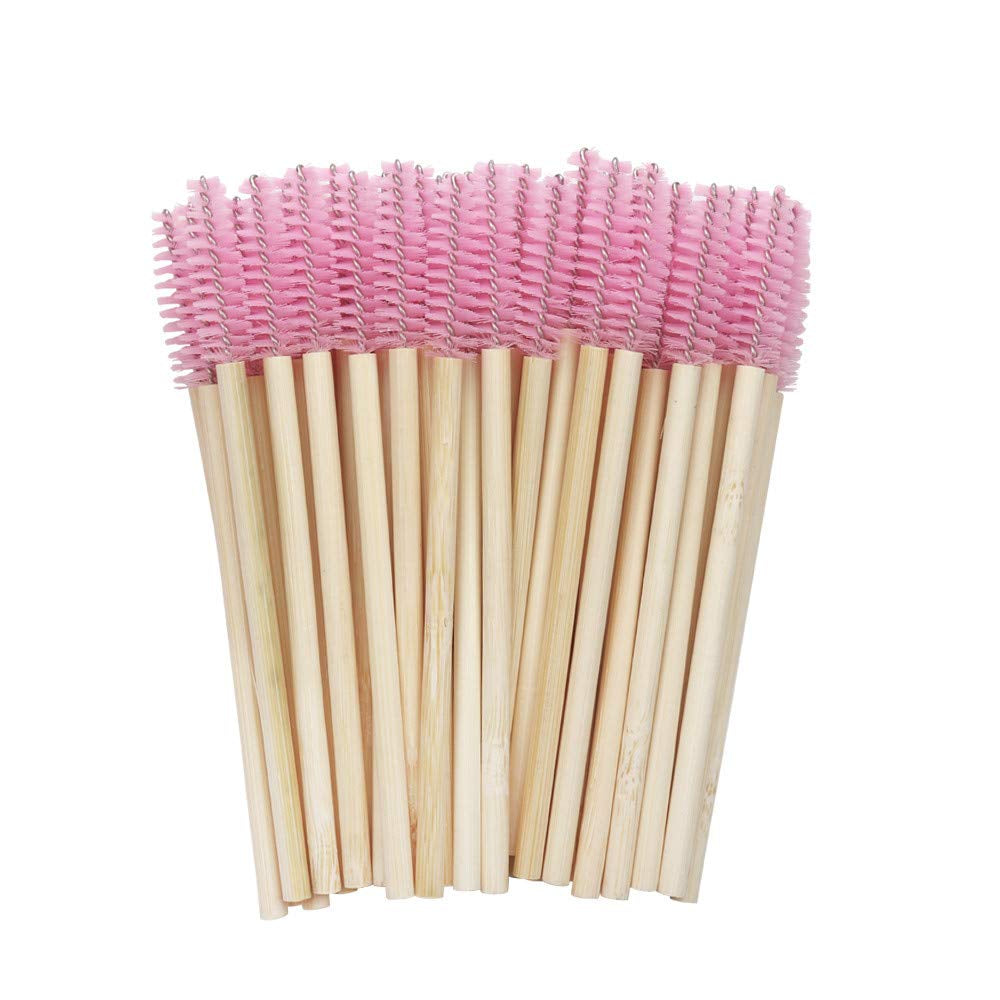 Mekupeu 100 Pack Eyelash Mascara Wands Disposable Eco-Friendly Bamboo Handle Makeup Brushes Eye Lash Extension Tool Kit, Pink Health & Beauty > Personal Care > Cosmetics > Cosmetic Tools > Makeup Tools Mekupeu