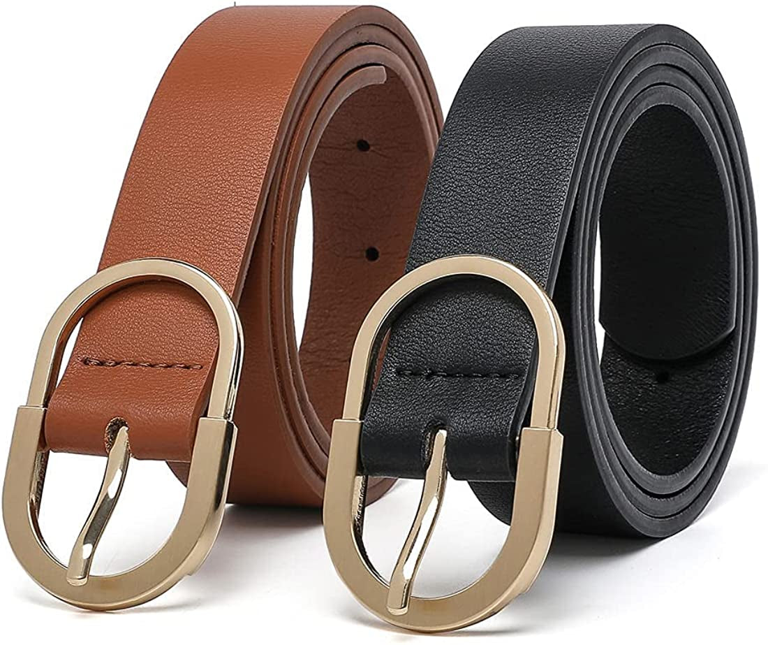 Tanpie Womens Leather Waist Belts for Jeans Pants with Gold Buckle Apparel & Accessories > Clothing Accessories > Belts Tanpie