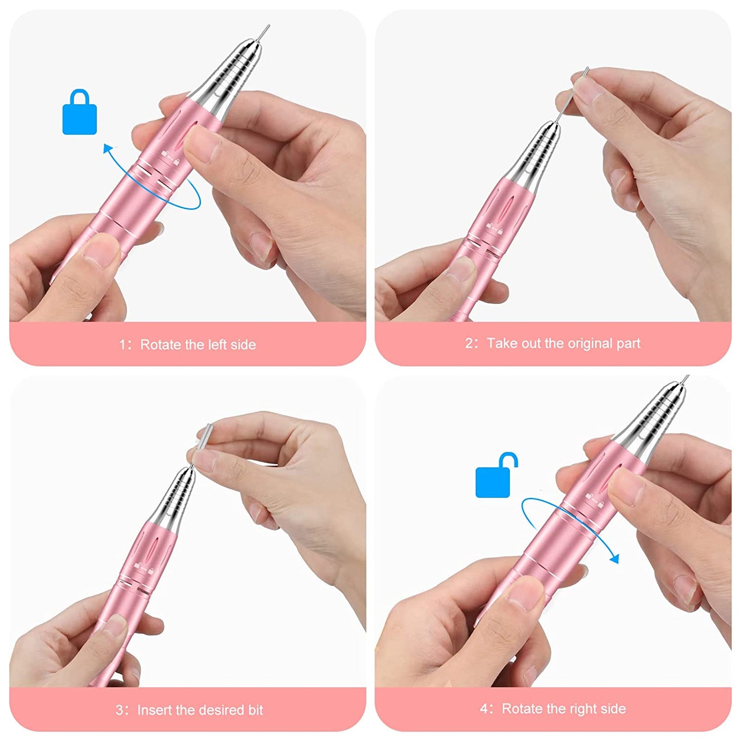 Rechargeable 35000 RPM Nail Drill, Portable Electric Nail Drill Professional Efile Nail Drill Kit for Acrylic, Gel Nails, Manicure Pedicure Polishing Shape Tools with 11Pcs Nail Drill Bits (Pink) Health & Beauty > Personal Care > Cosmetics > Cosmetic Tools > Nail Tools BVCR