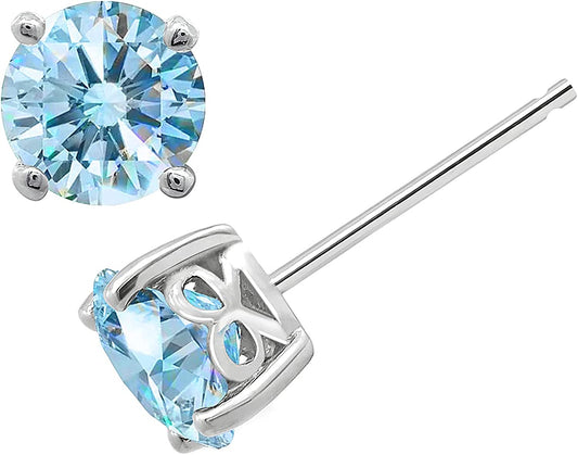 Collection Platinum or Gold Plated Sterling Silver Round-Cut Stud Earrings Made with Infinite Elements Zirconia Apparel & Accessories > Jewelry > Earrings Amazon Collection Fancy Blue 2 cttw