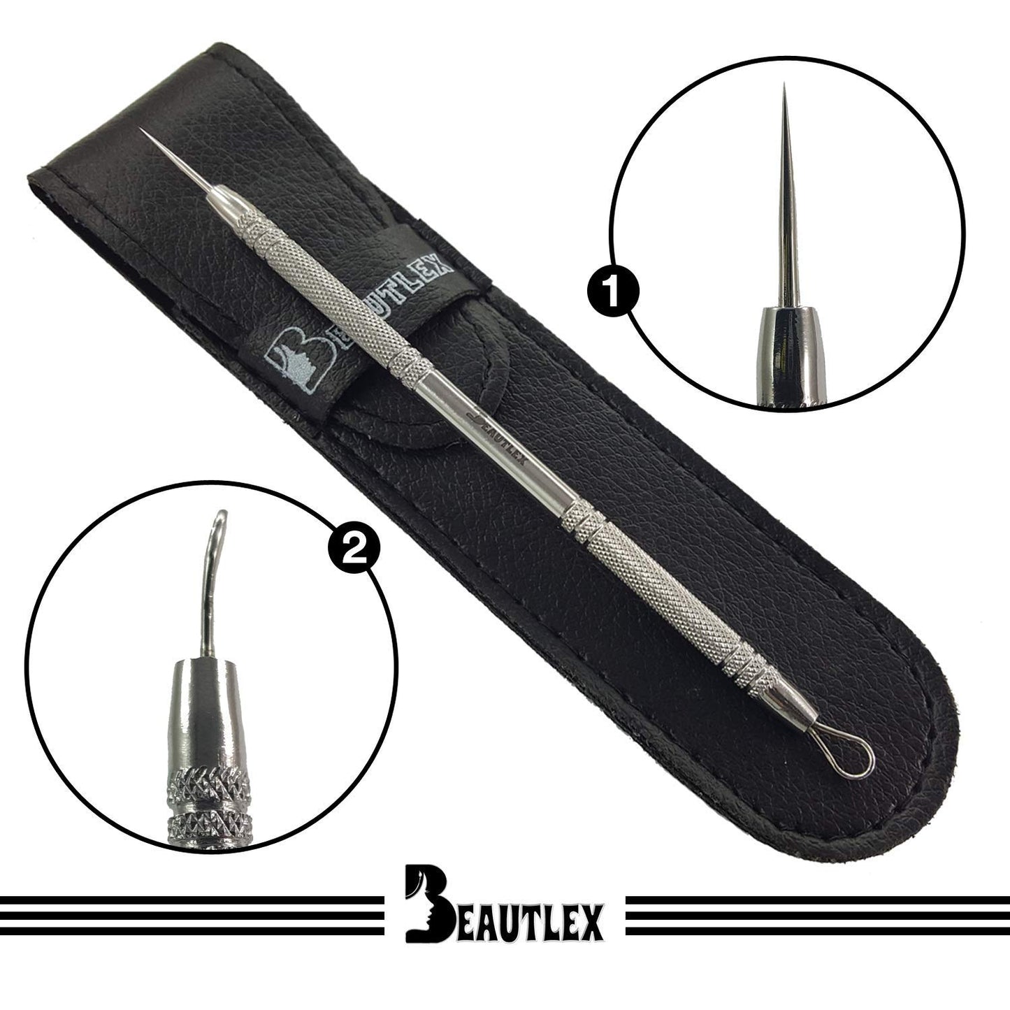 Lancet for Facial Milia Remover and Whitehead Extractor. Double Ended Angled Circle Loop & Sharp Needle Pimple Popper Tool. Dermatologists Recommended Design and Comes with Synthetic Leather Storage Health & Beauty > Personal Care > Cosmetics > Cosmetic Tools > Skin Care Tools Beautlex
