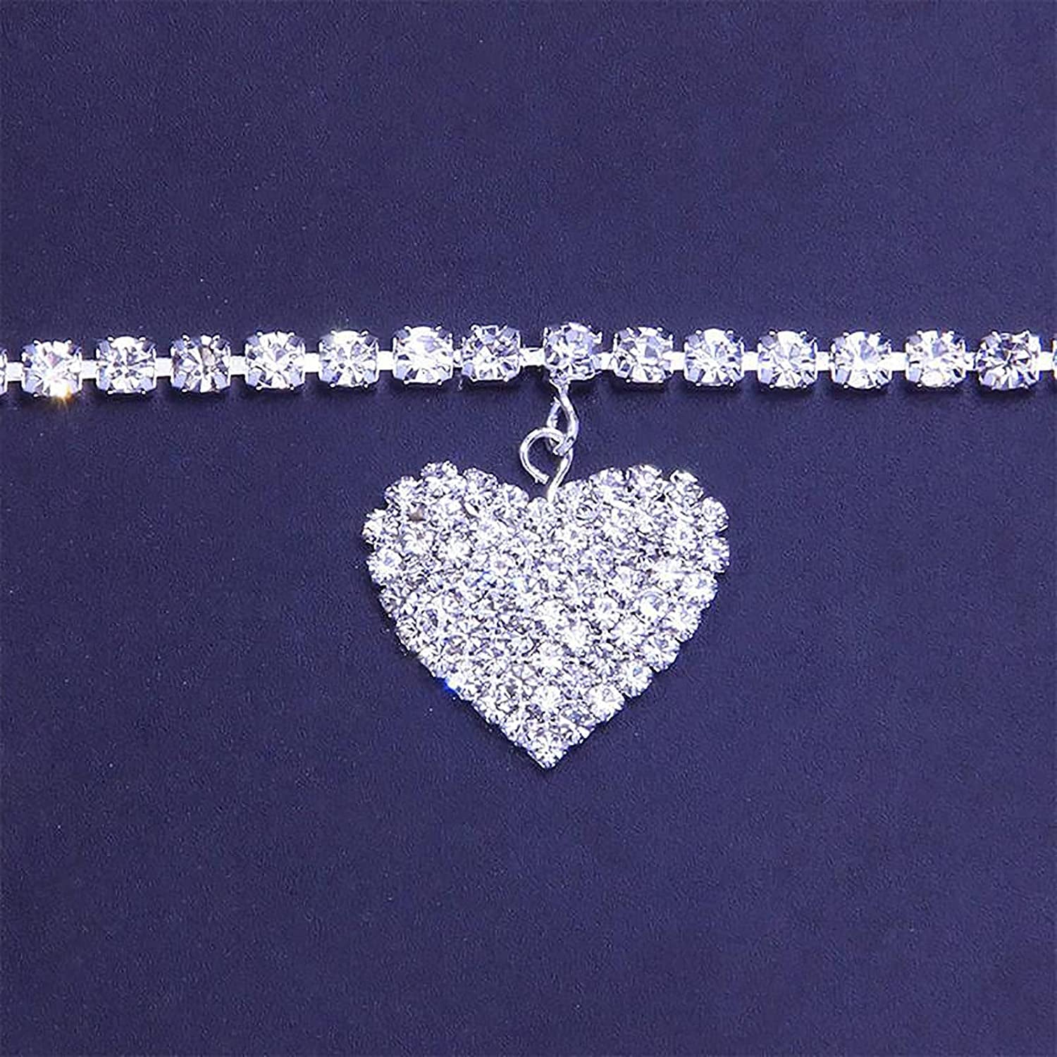 Silver Anklets for Women Dainty Zircon Tennis Ankle Bracelets Adjustable Rhinestones Heart Charm Anklet Beach Jewelry for Teen Girls Mom Birthday (Silver, One Size) Apparel & Accessories > Jewelry > Anklets Generic