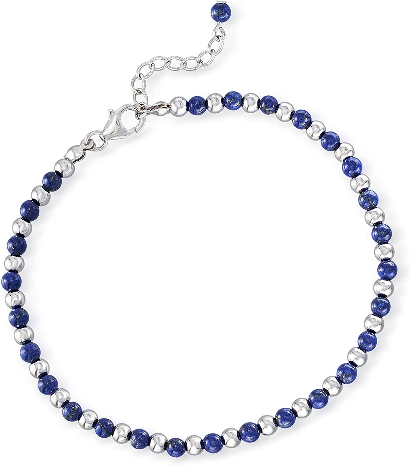 Ross-Simons Lapis Bead Jewelry Set: 2 Charm Anklets in Sterling Silver. 9 Inches Apparel & Accessories > Jewelry > Anklets Ross-Simons