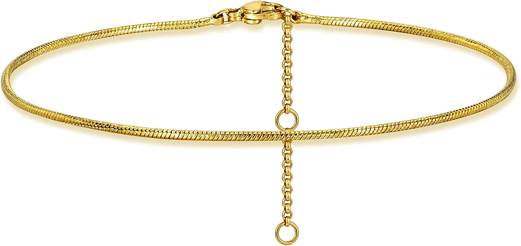 OSIANA 18K Gold Snake Chain Anklet – 1.3Mm Thin, Dainty, Gold Plated Copper Jewelry for Women & Men with Lobster Clasp Apparel & Accessories > Jewelry > Anklets OSIANA Snake Chain Anklet