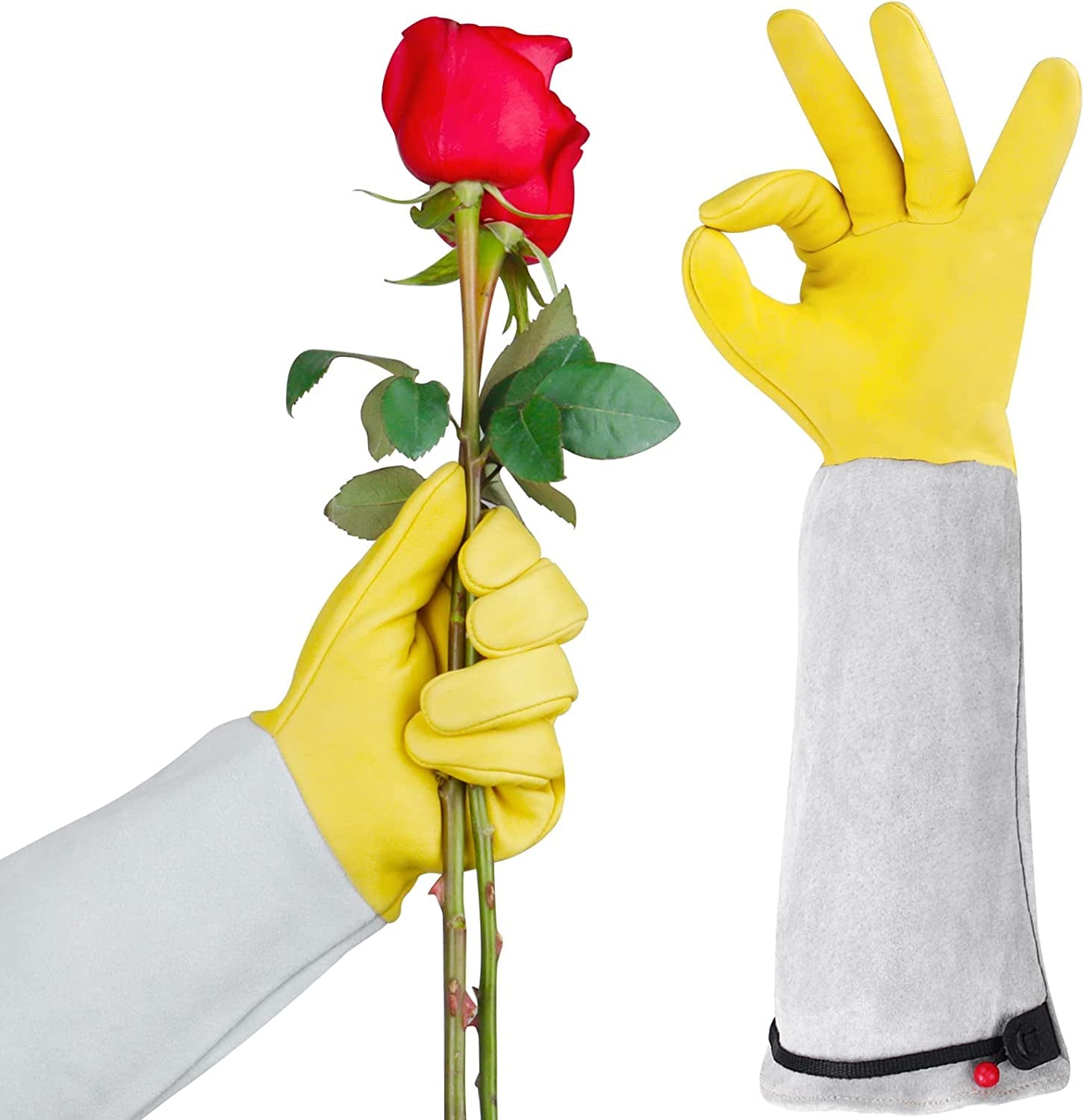 Supersfel Gardening Gloves for Women/Men, Rose Pruning Thorn-Proof Gloves, with Adjustable Cuff and Durable Goatskin Leather, Comfy Breathable Long Sleeve Work Garden Gauntlet Gloves for Yard Work(M) Apparel & Accessories > Clothing Accessories > Gloves & Mittens Supersfel