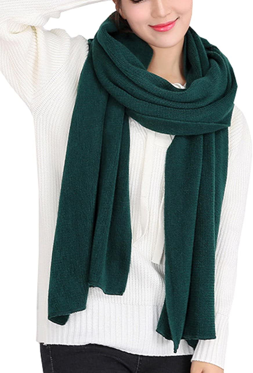 Wander Agio Women'S Warm Long Shawl Winter Warm Large Scarf Pure Color Apparel & Accessories > Clothing Accessories > Scarves & Shawls Wander Agio Dark Green
