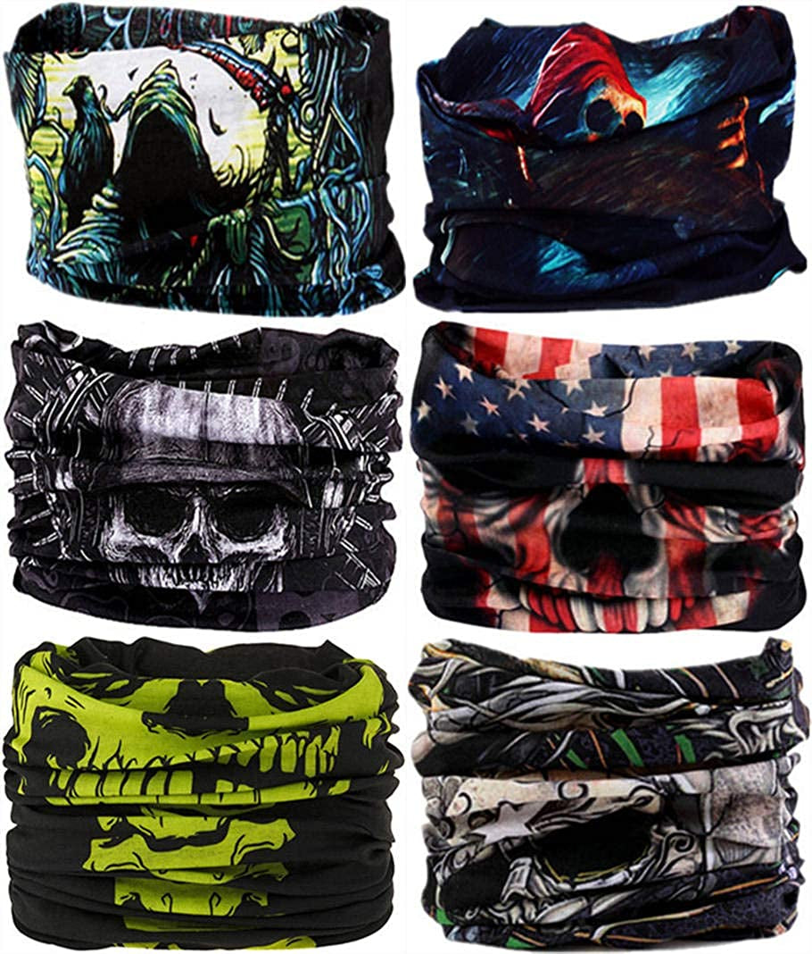 VANCROWN Neck Gaiter Headband Headwear Head Wrap Face Mask Magic Scarf Bandana for Men and Women Apparel & Accessories > Clothing Accessories > Bandanas & Headties VANCROWN 6pcs.skeletons