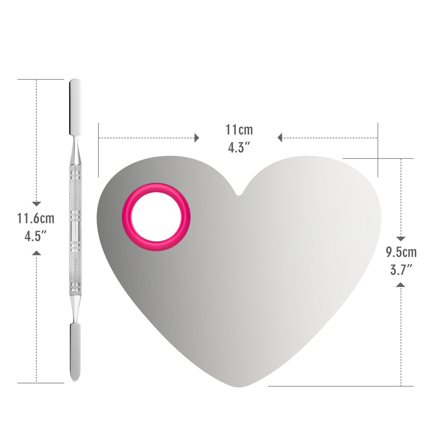 Luxspire Professional Makeup Palette Stainless Steel Heart Cosmetics Foundation Nail-Art Mixing Blending Make up Tools with Spatula for Eye Shadow, Eyelash, Lipsticks, Nail Art Health & Beauty > Personal Care > Cosmetics > Cosmetic Tools > Makeup Tools Luxspire