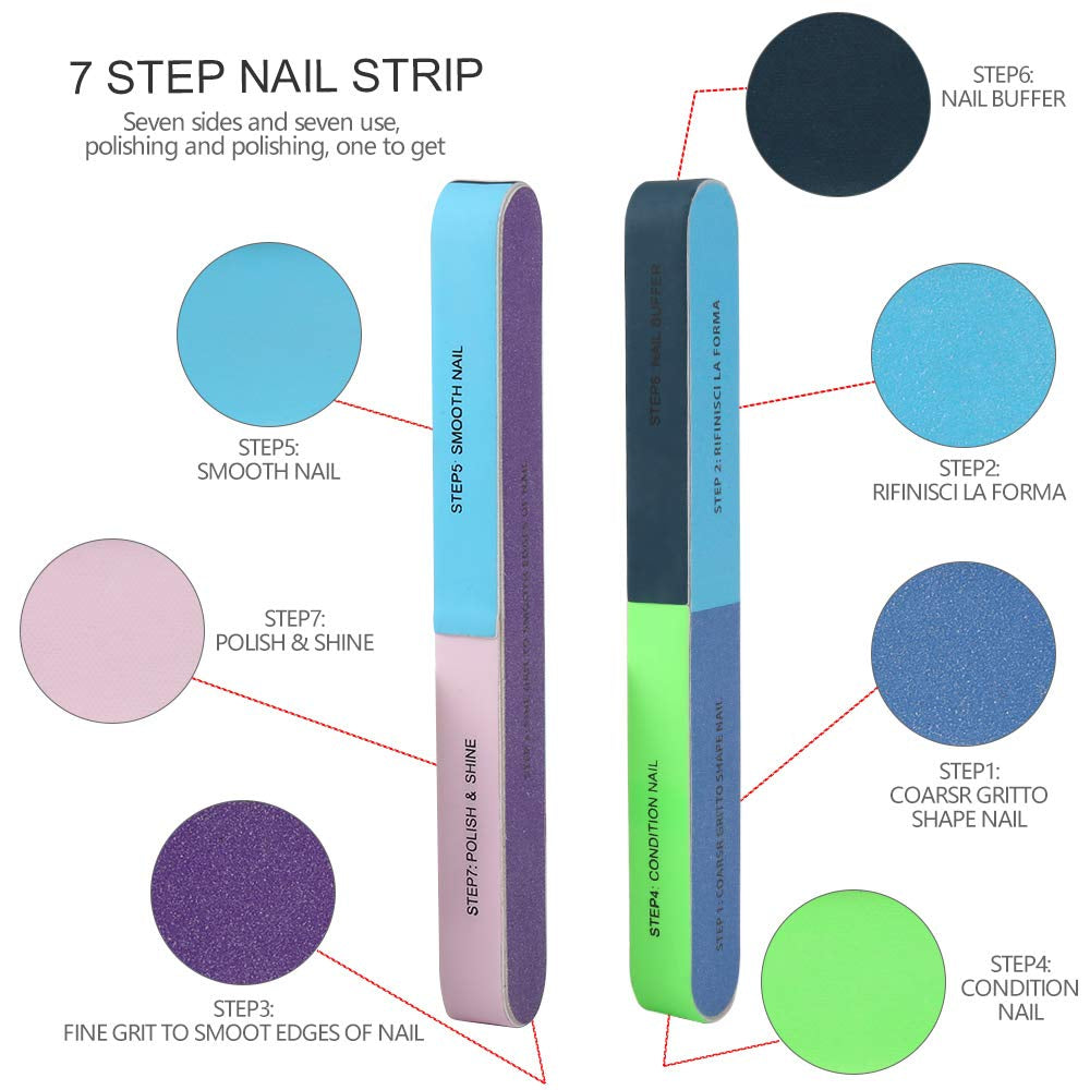 Nail Files and Buffers, FANDAMEI 20PCS Professional Manicure Tools Kit. Rectangular Nail Buffer Block & 100/180 Grit Nail File, 7 Way Nail File & Nail Polishing Buffer. Nail Care File Buffer Tool Health & Beauty > Personal Care > Cosmetics > Cosmetic Tools > Nail Tools FANDAMEI