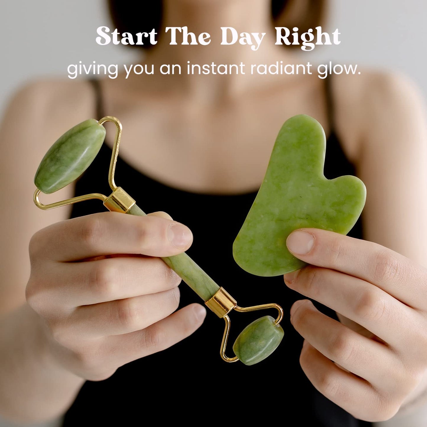 Jade Roller & Gua Sha Facial Skin Care Tools - Self Care Gifts for Women Beauty Face Roller Massager Skincare Guasha Health & Beauty > Personal Care > Cosmetics > Cosmetic Tools > Skin Care Tools ROSELYNBOUTIQUE