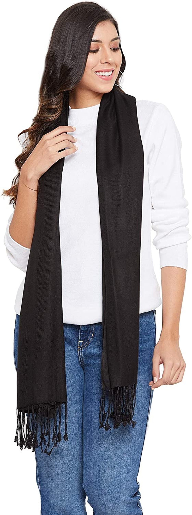 Fashion Women'S Silk Scarf Luxury Satin Shawl Wraps Apparel & Accessories > Clothing Accessories > Scarves & Shawls Goood Times Solid Black Scarf