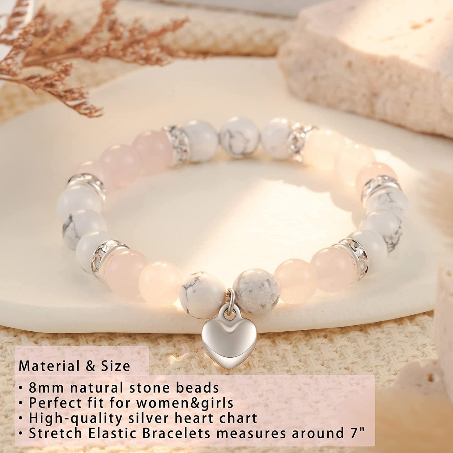 HGDEER Natural Stone Friendship Bracelet, Meaningful Gifts for Women Girls with Gift Message Card Apparel & Accessories > Jewelry > Bracelets HGDEER