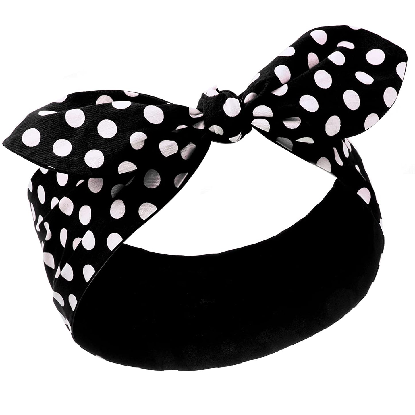 Costume Headband White Polka Dot Bandana Headband Wire Headband Retro Hairband Headwrap Hair Accessories for Women and Girls (Small Dots, Red) Apparel & Accessories > Clothing Accessories > Bandanas & Headties Hicarer Black Big Dots