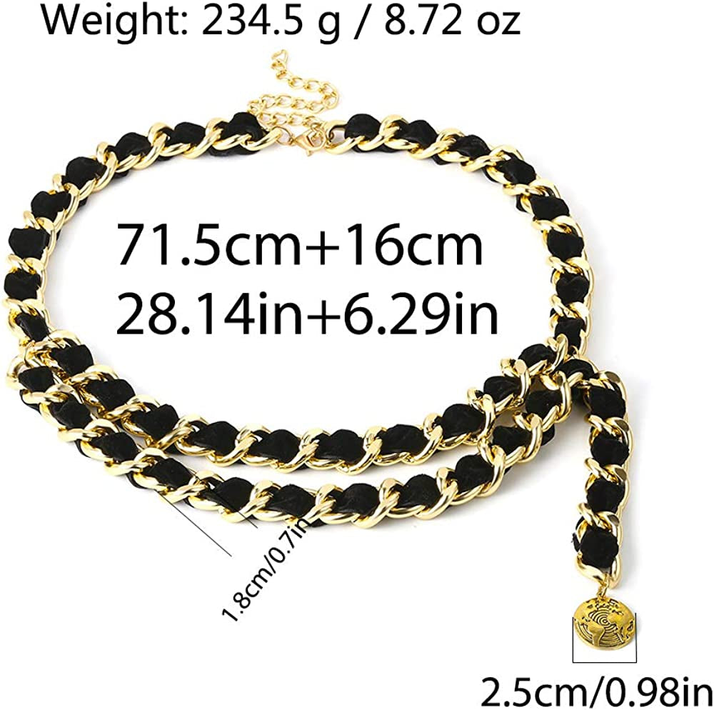 Jurxy Alloy Waist Chain Body Chain Weave Rope Winding Twist Chain for Women Waist Belt Pendant Belly Chain Adjustable Body Harness for Jeans Dresses - S Size – Black and Gold Apparel & Accessories > Jewelry > Body Jewelry Jurxy