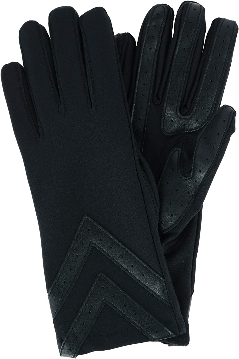 Isotoner Spandex 3-Button Length Chevron Gloves Style A30276 Apparel & Accessories > Clothing Accessories > Gloves & Mittens Isotoner Midnight Black Small/Medium