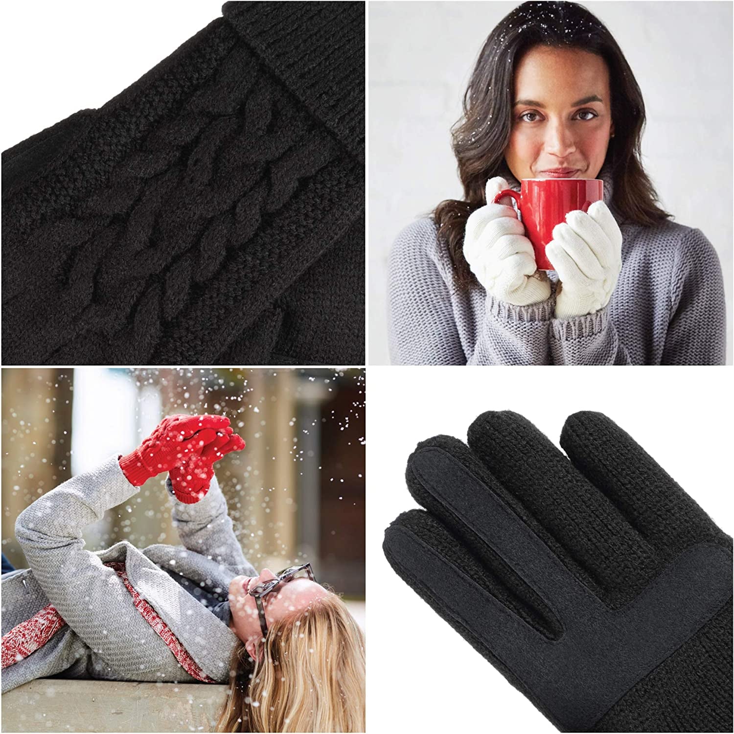 Isotoner Women'S Cable Knit Gloves with Touchscreen Palm Patches Apparel & Accessories > Clothing Accessories > Gloves & Mittens KYLIE MAX