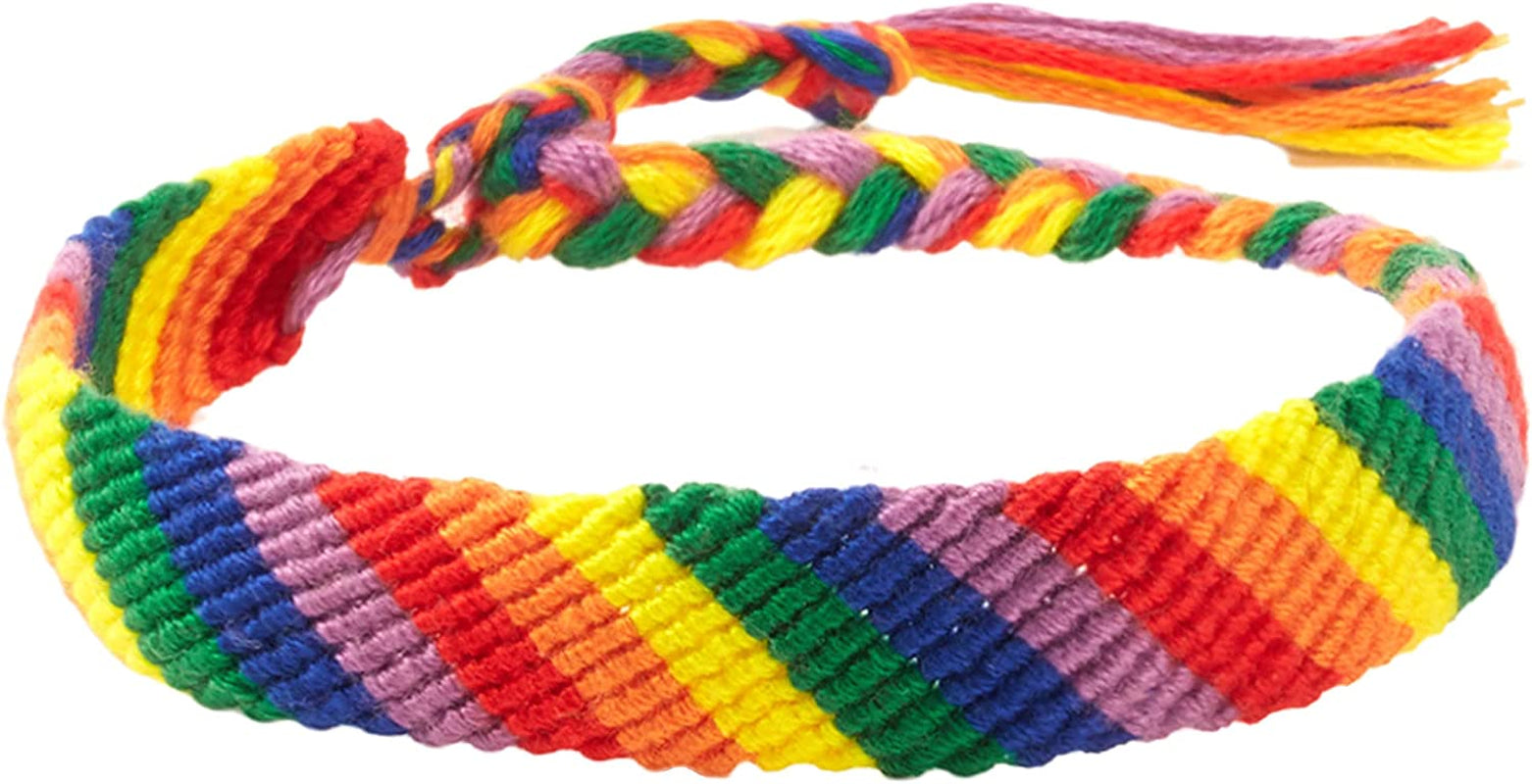 Nanafast Rainbow LGBT Pride Bracelet Handmade Braided Friendship String Bracelet for Gay & Lesbian LGBTQ Wristband Adjustable Size Apparel & Accessories > Jewelry > Anklets Nanafast Pride Bracelet 13mm