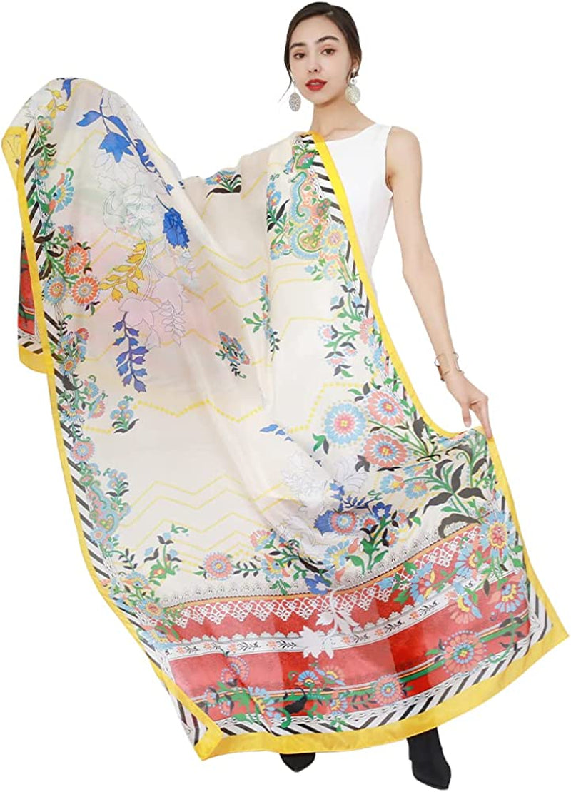 DANA XU Women'S Mulberry Satin Silk Fashion Summer Shawls Large Size Floral Scarf Oversize Soft Wraps for Evening Dresses Apparel & Accessories > Clothing Accessories > Scarves & Shawls DANA XU 24 Multicolor