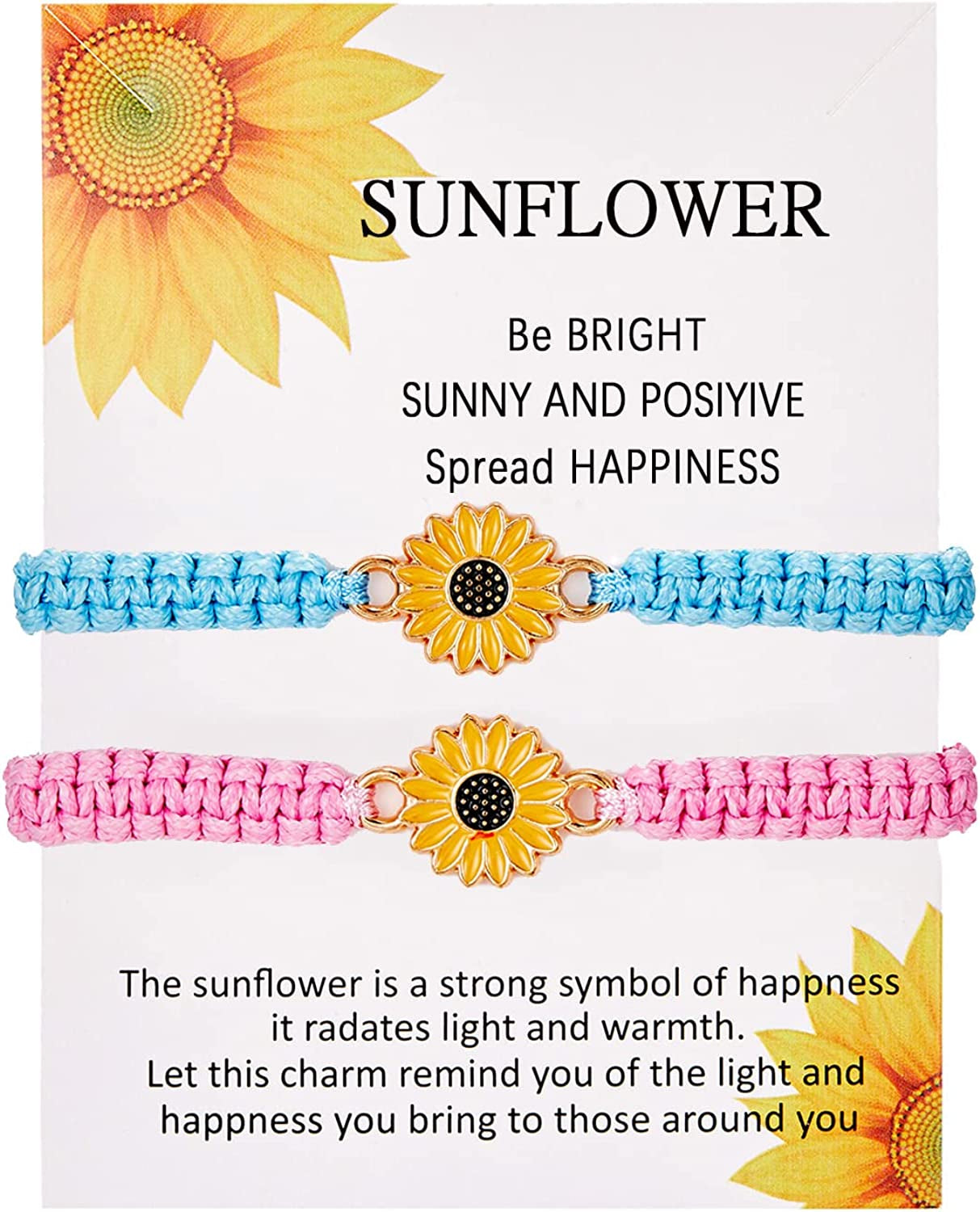 Sunflower Bracelet Anklet Pinky Promise Friendship Adjustable Bracelet Anklet Sunflower Best Gifts for Best Friends Couple Family Apparel & Accessories > Jewelry > Anklets iDIMSON Pink & Light Blue