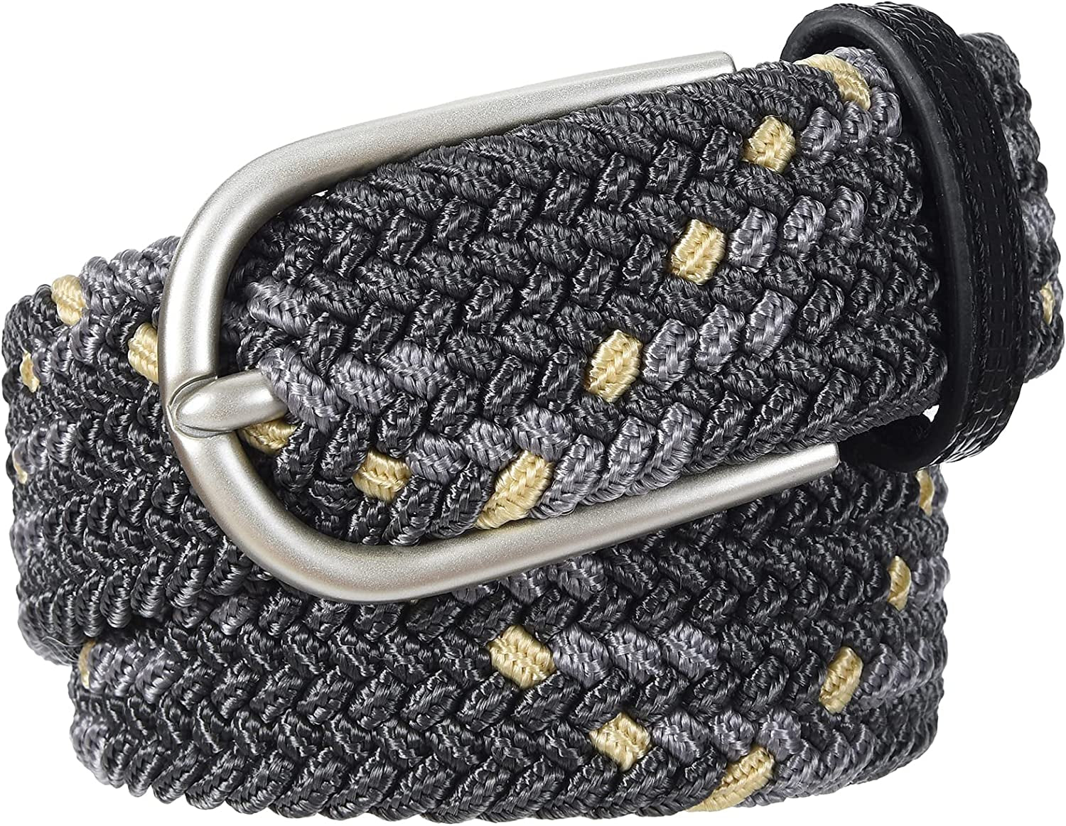 Univo Colors Multicolor Braided Elastic Stretch Belt Oval Pin Buckle Leather Loop End Tip for Women Girls Child Junior Men Apparel & Accessories > Clothing Accessories > Belts univo colors