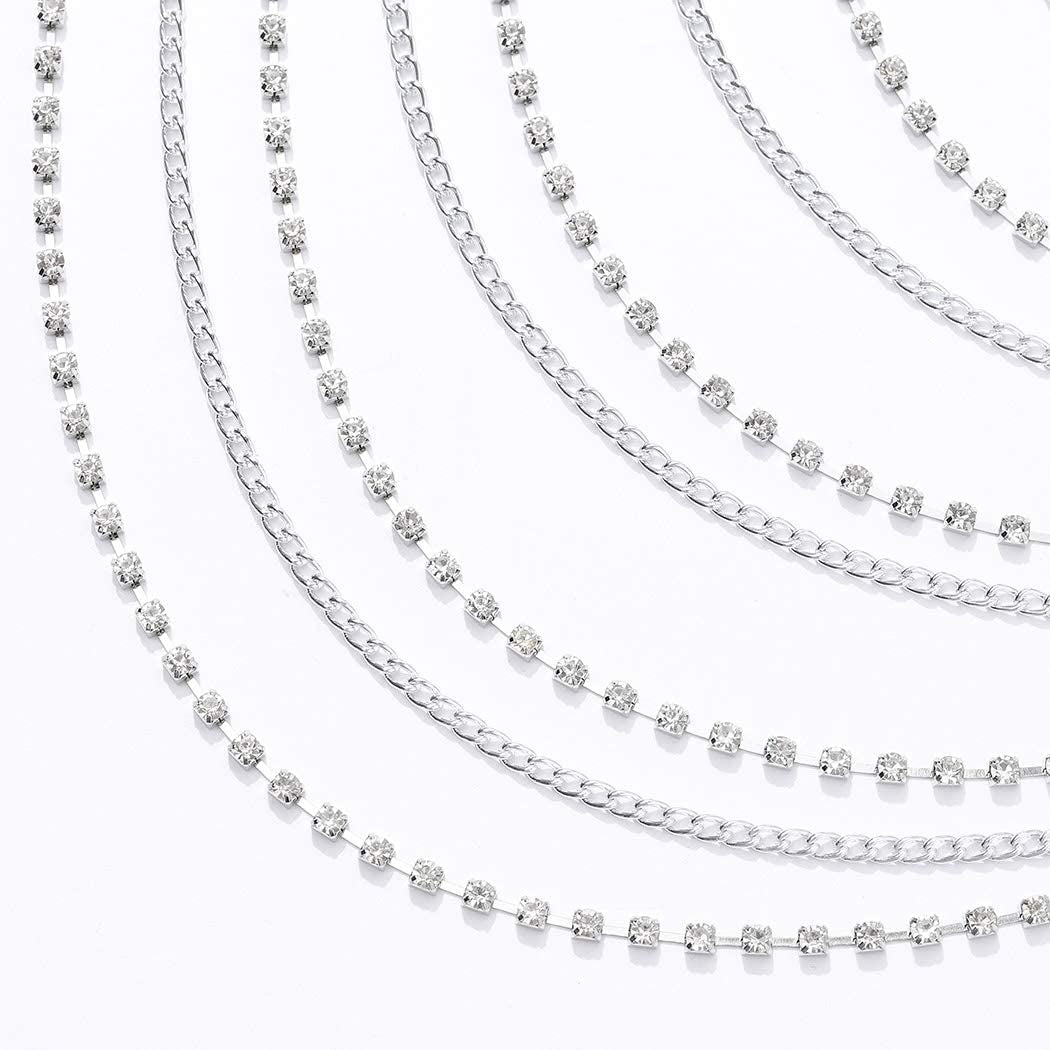 Brishow Rhinestone Body Chains Layered Crystal Waist Chain Beach Bikini Fashion Body Jewelry Accessories for Women and Girls Apparel & Accessories > Jewelry > Body Jewelry Brishow