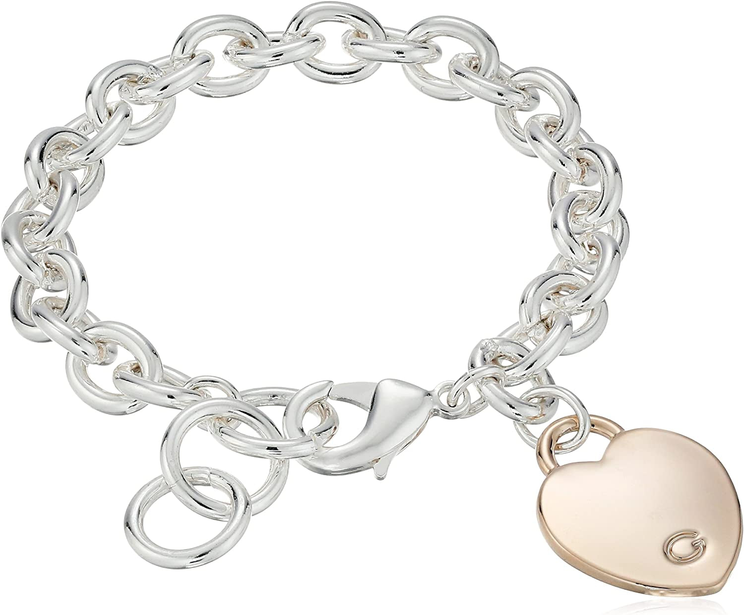 GUESS "Basic" G Logo Heart Link Bracelet Apparel & Accessories > Jewelry > Bracelets GUESS Silver/Rose Gold