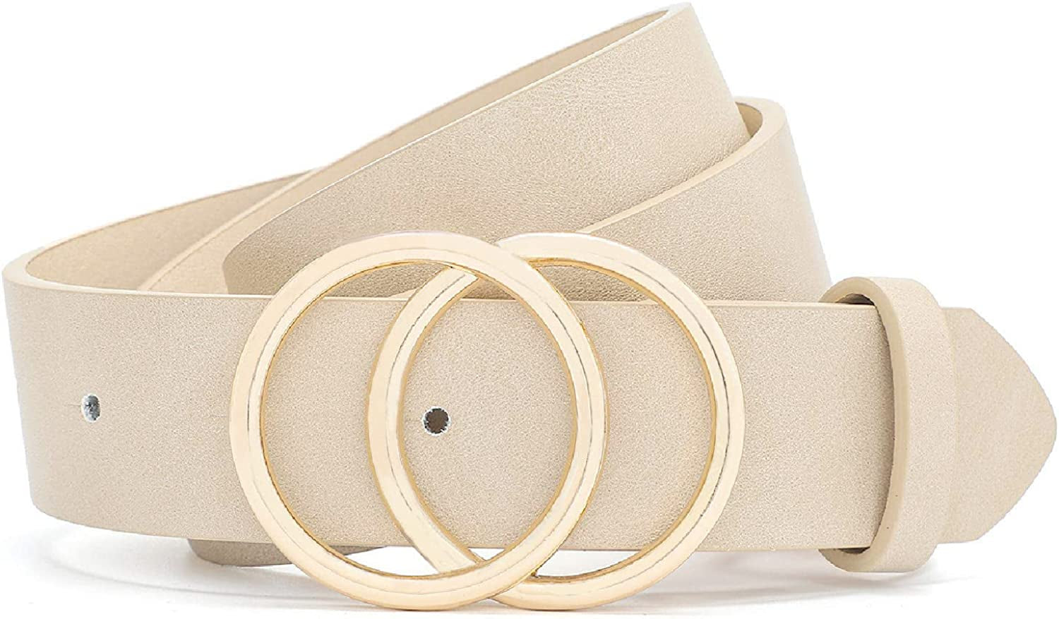Earnda Women'S Leather Belt Fashion Soft Faux Leather Waist Belts for Jeans Dress Apparel & Accessories > Clothing Accessories > Belts Earnda Beige X-Small: fits waist from 23"-26"