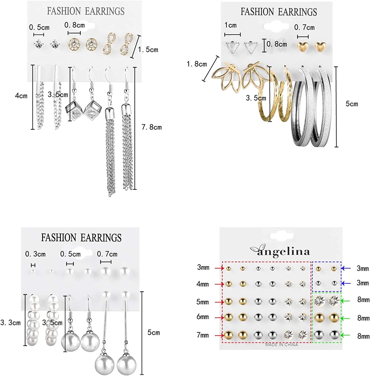 Fashion Earrings for Women Girls, Funtopia 68 Pairs Drop Dangle Earrings, Statement Stud Earrings Pearl Earrings Set for Party Jewelry Gift (Gold and Silver) Apparel & Accessories > Jewelry > Earrings Funtopia