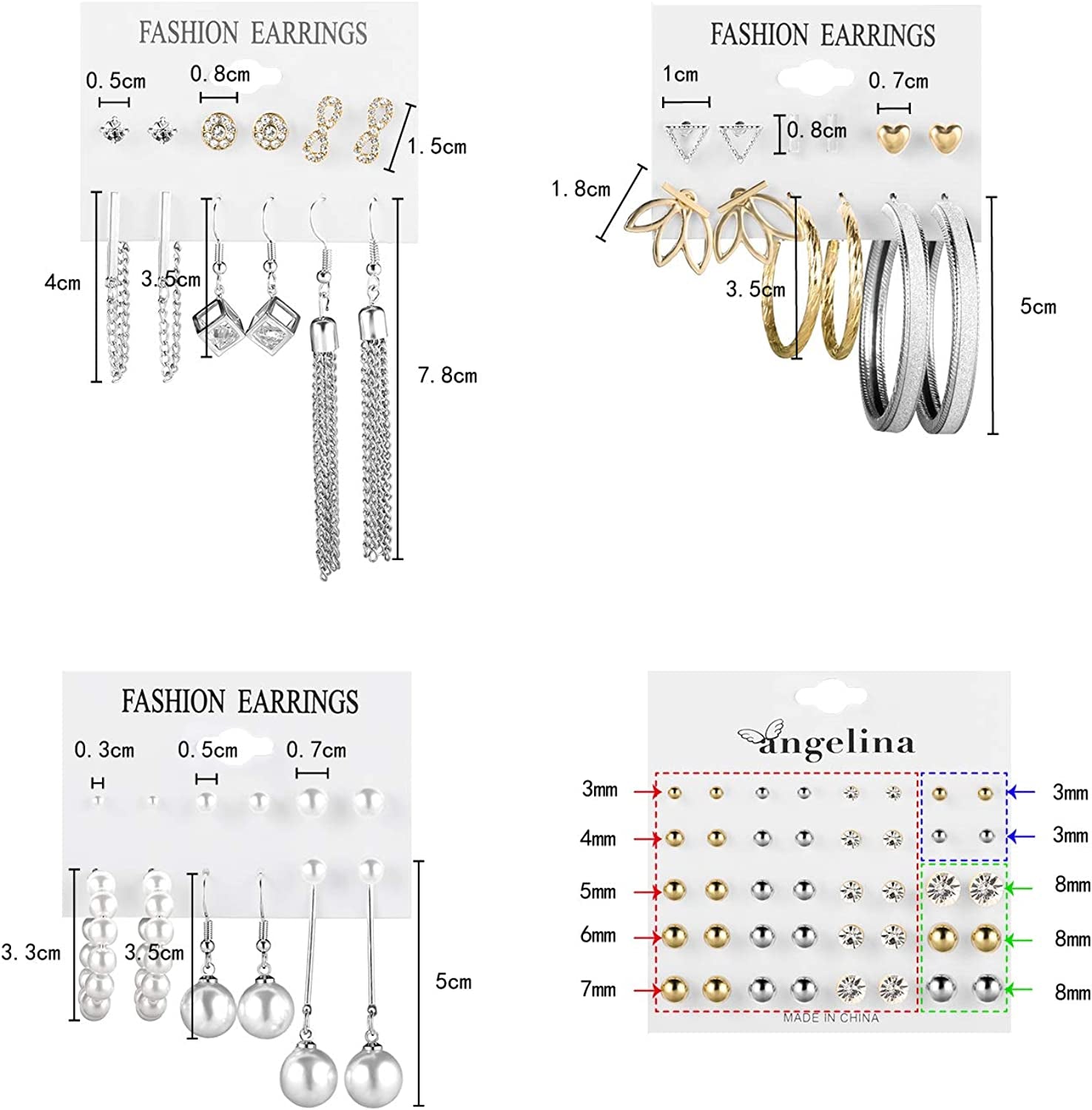 Fashion Earrings for Women Girls, Funtopia 68 Pairs Drop Dangle Earrings, Statement Stud Earrings Pearl Earrings Set for Party Jewelry Gift (Gold and Silver) Apparel & Accessories > Jewelry > Earrings Funtopia