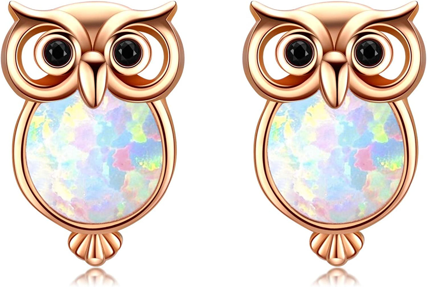 Cuoka Owl Stud Earrings,Owl Necklace 925 Sterling Silver Opal Owl Earrings Hypoallergenic Heart Animal Owl Jewelry Gifts for Women Girls Owl Lovers Apparel & Accessories > Jewelry > Earrings Cuoka A-Opal Owl Earring